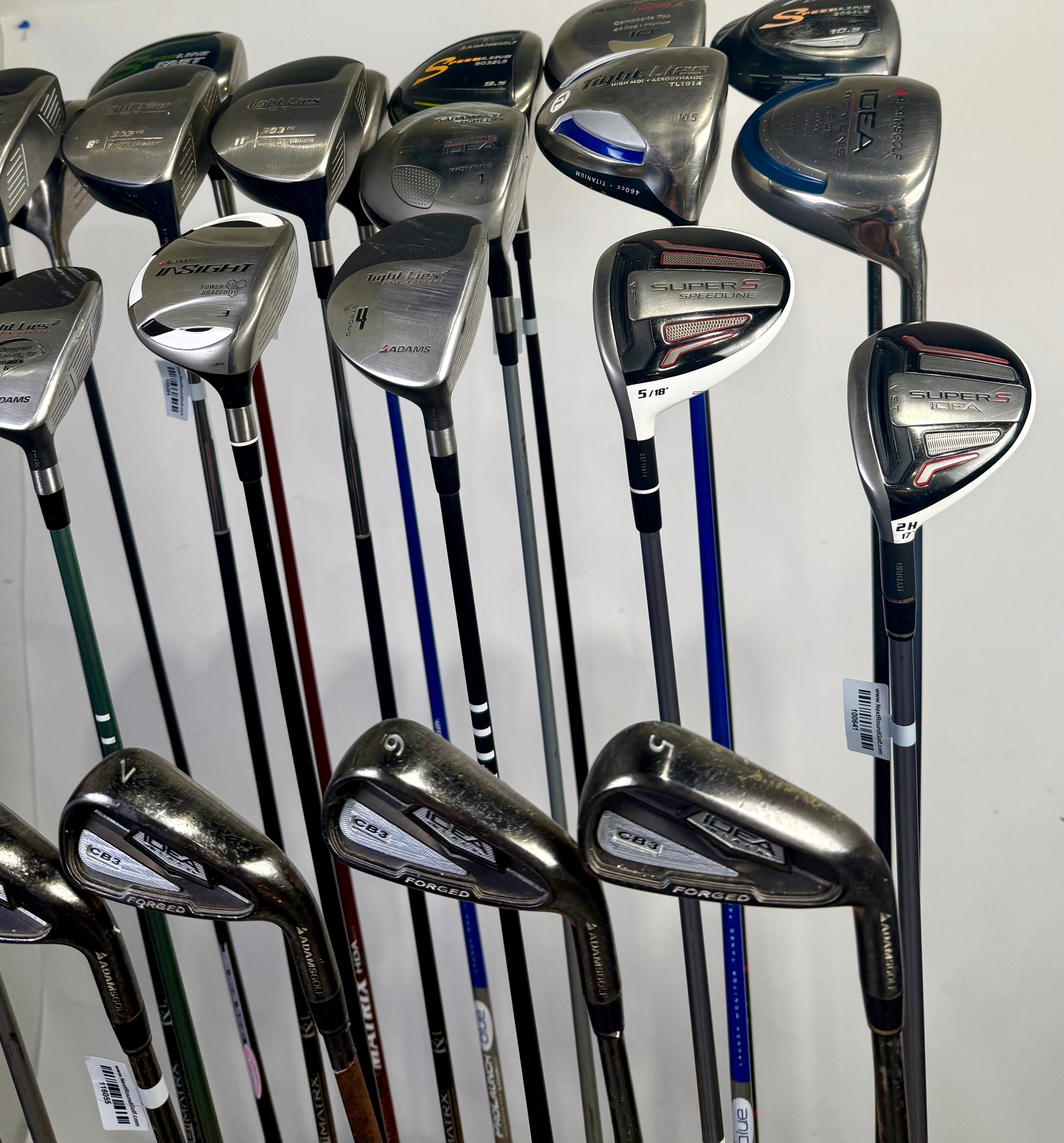 Wholesale Lot of 24 Adams Drivers, Fairway Woods, Hybrids, And Single Irons.-Next Round