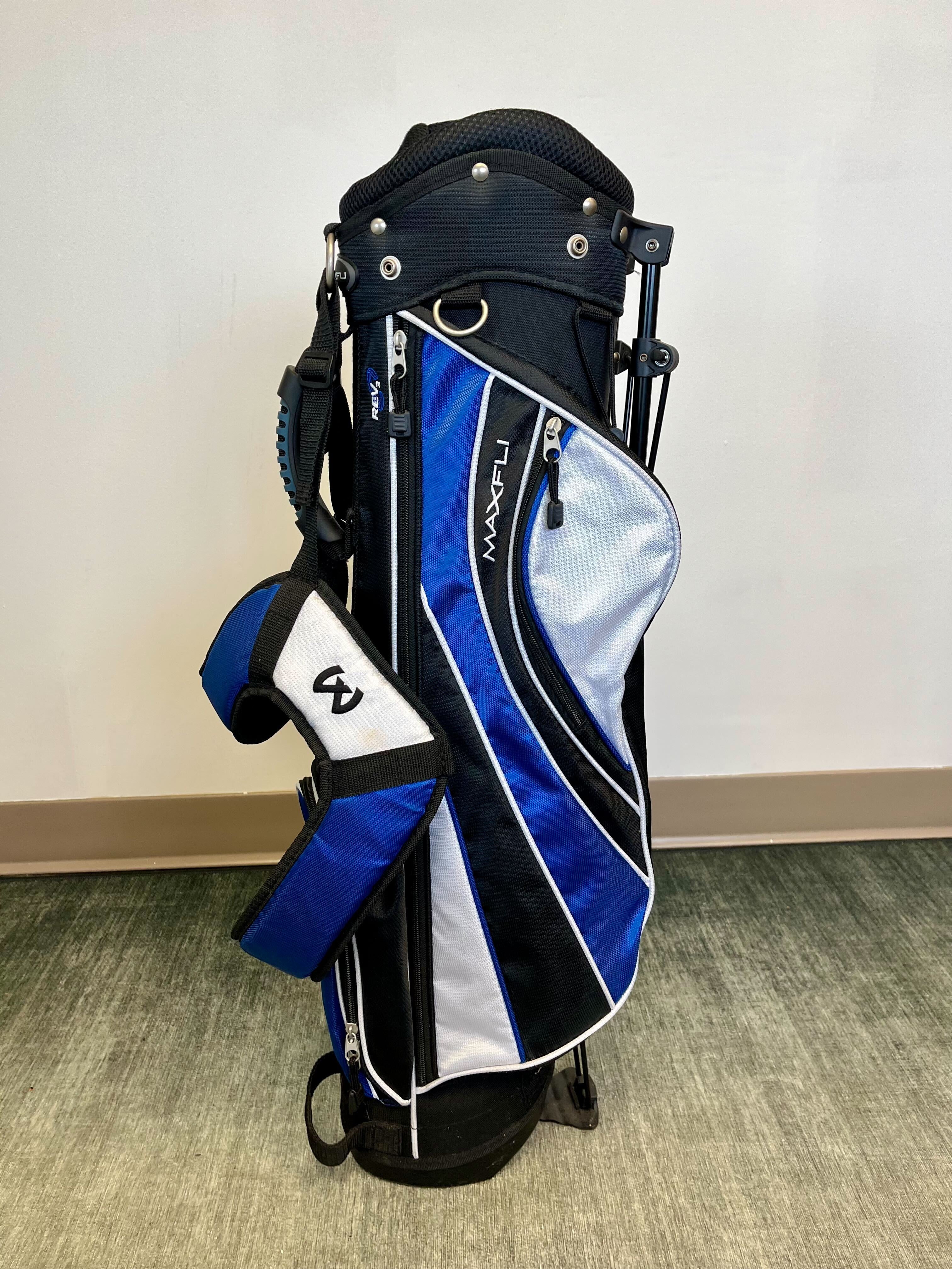 Maxfli Rev 3 Kids Stand Golf Bag Blue/Black/White 5 Dividers 4 Pockets-Next Round