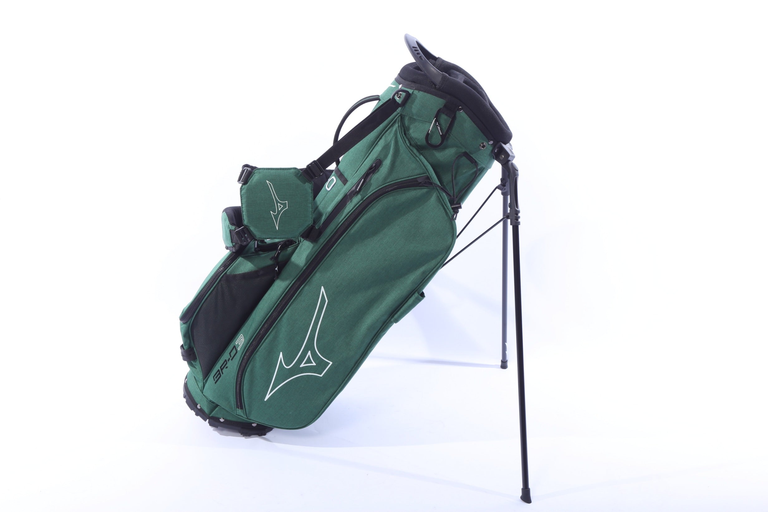 Used Mizuno 2025 BR-D3 Green Stand Bag - 4-Way - 5 Pockets - Rain Cover Included