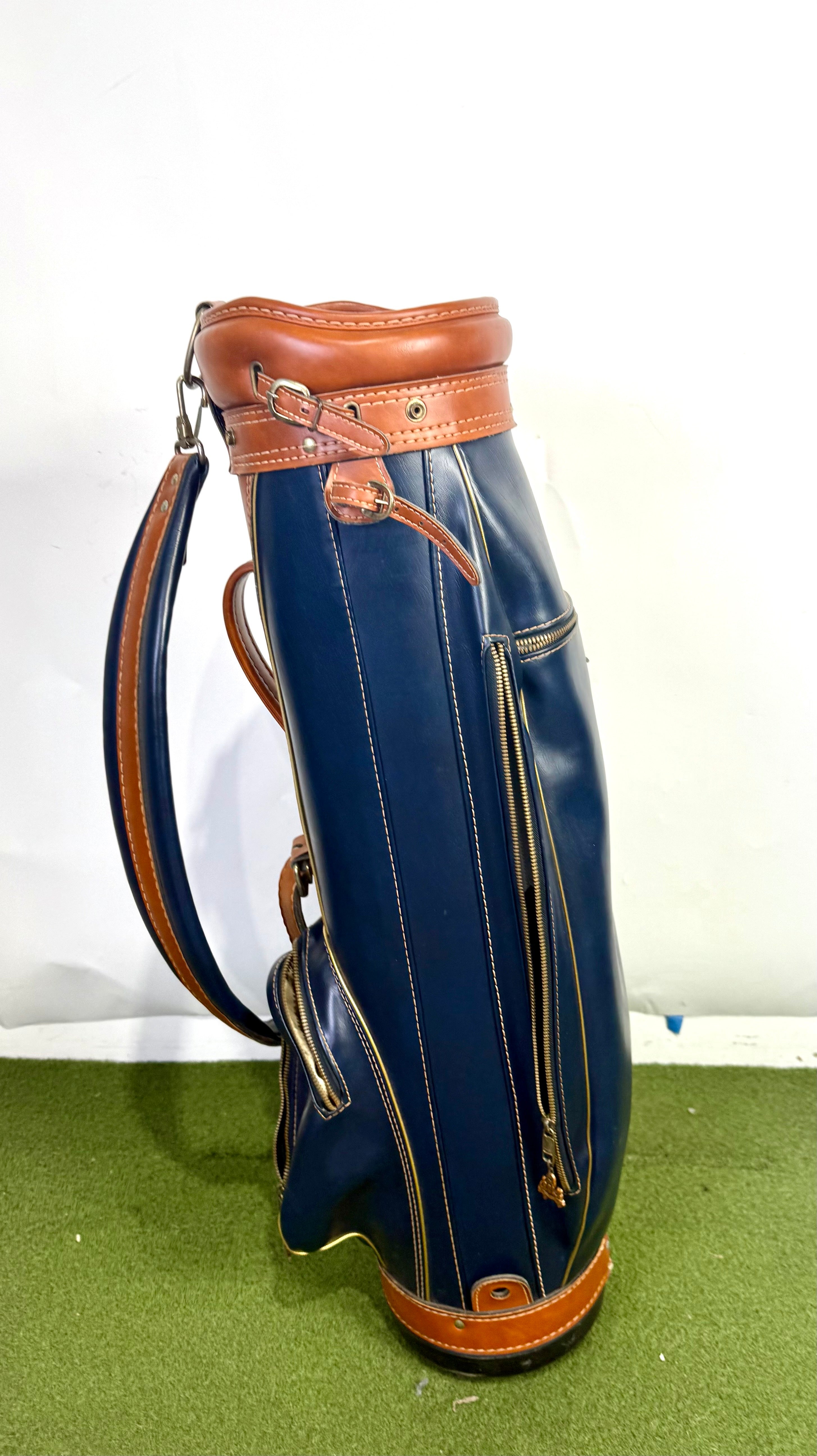 Hot-Z Cart Golf Bag - 6 Dividers 5 Pockets - No Raincover - Blue and Tan-Next Round
