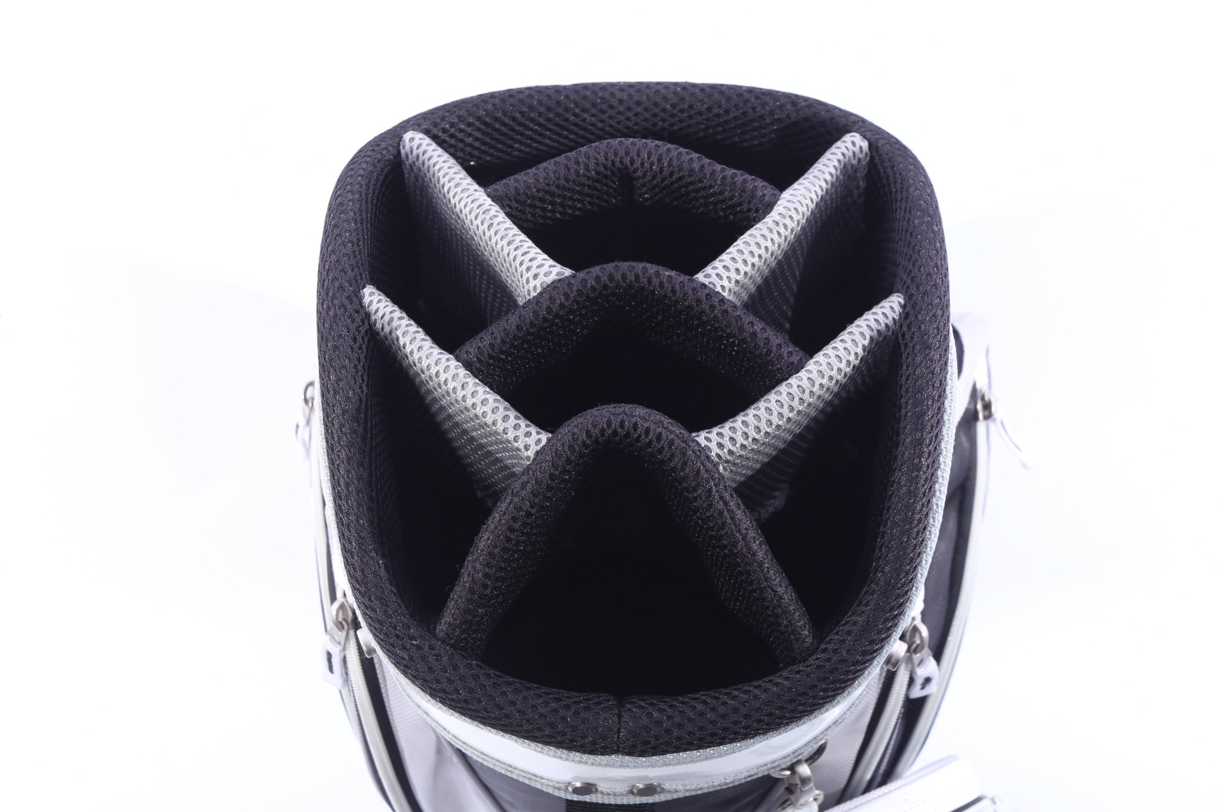 Used Callaway Solaire Black/White Cart Bag - 8-Way - 7 Pockets - Rain Cover Included