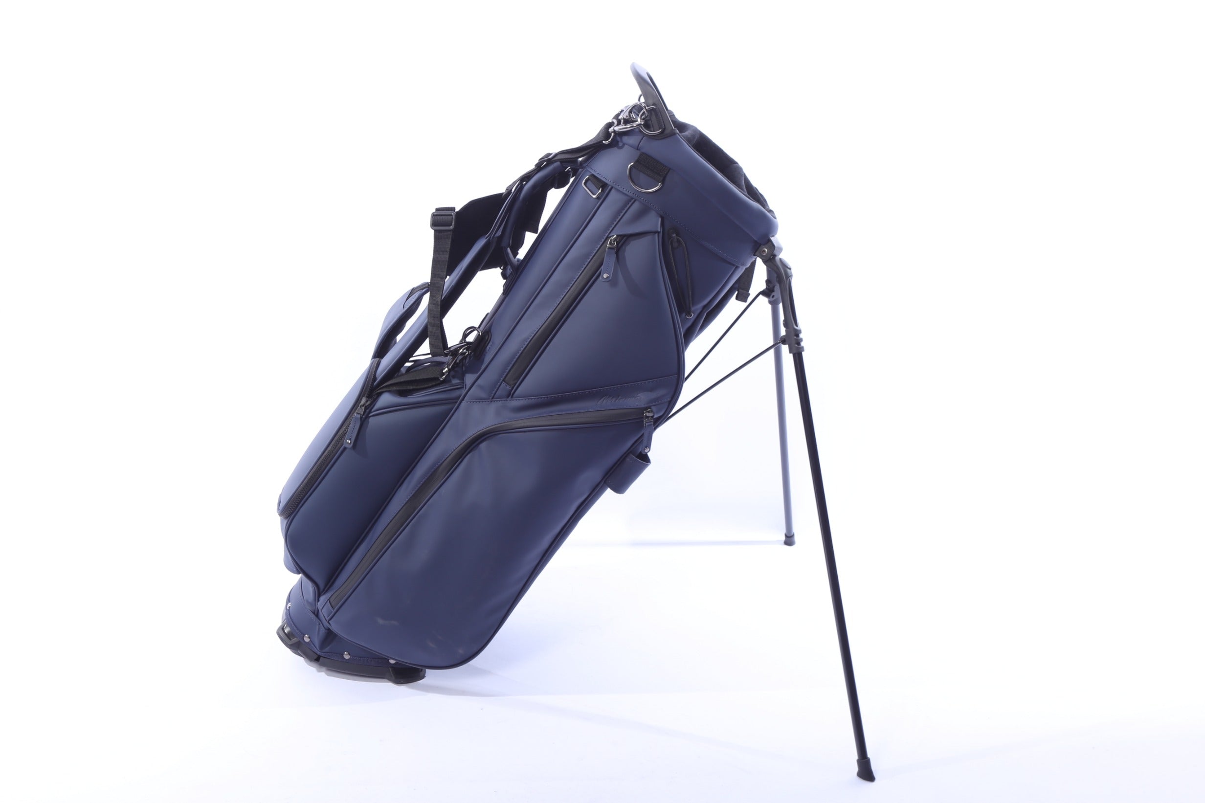 Used Mizuno Pro 4-Way Blue Stand Bag - 5-Way - 6 Pockets - Rain Cover Included-Next Round