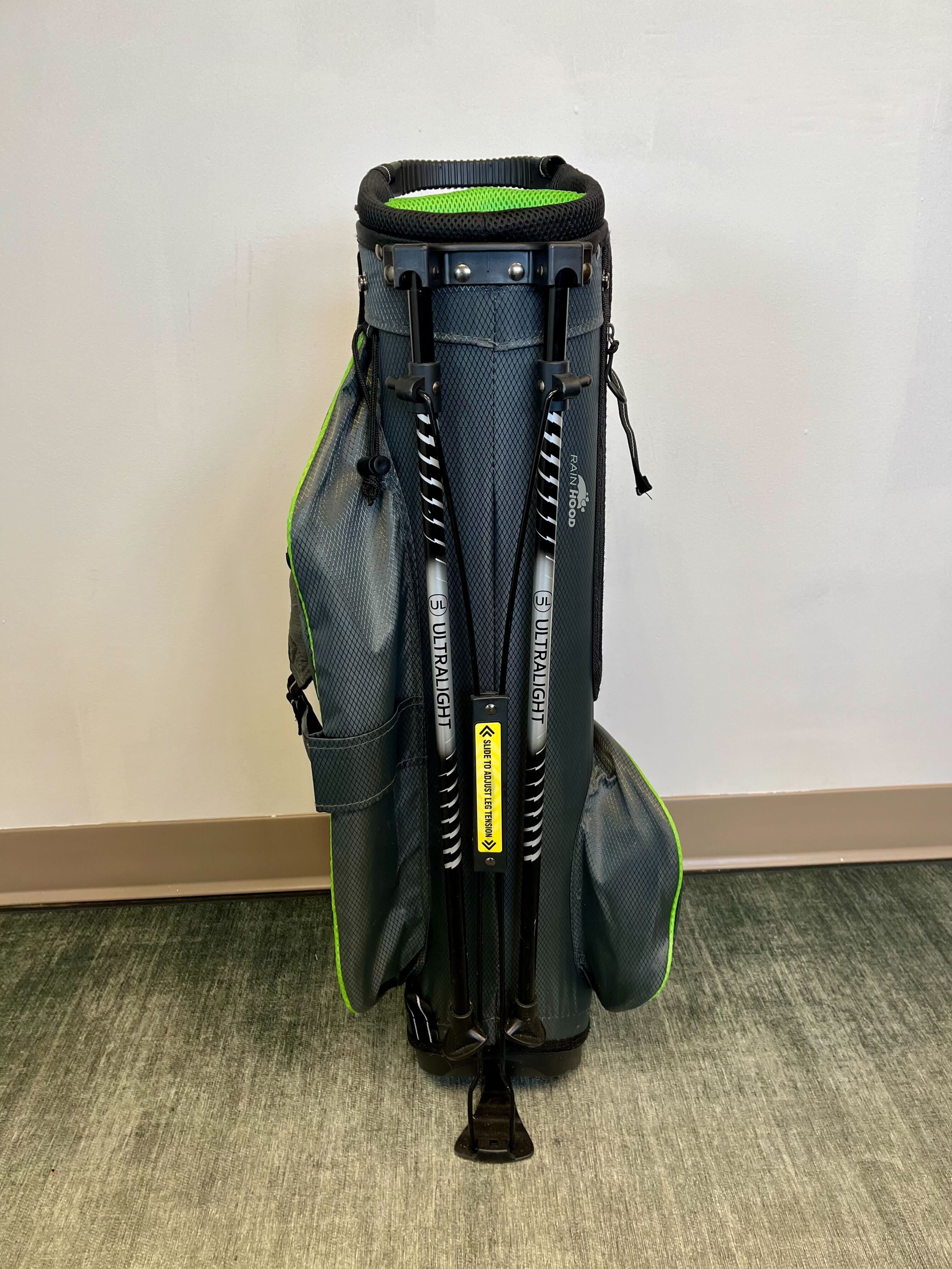 US Kids Golf Stand Golf Bag Black/Green/Gray 4 Dividers 5 Pockets-Next Round