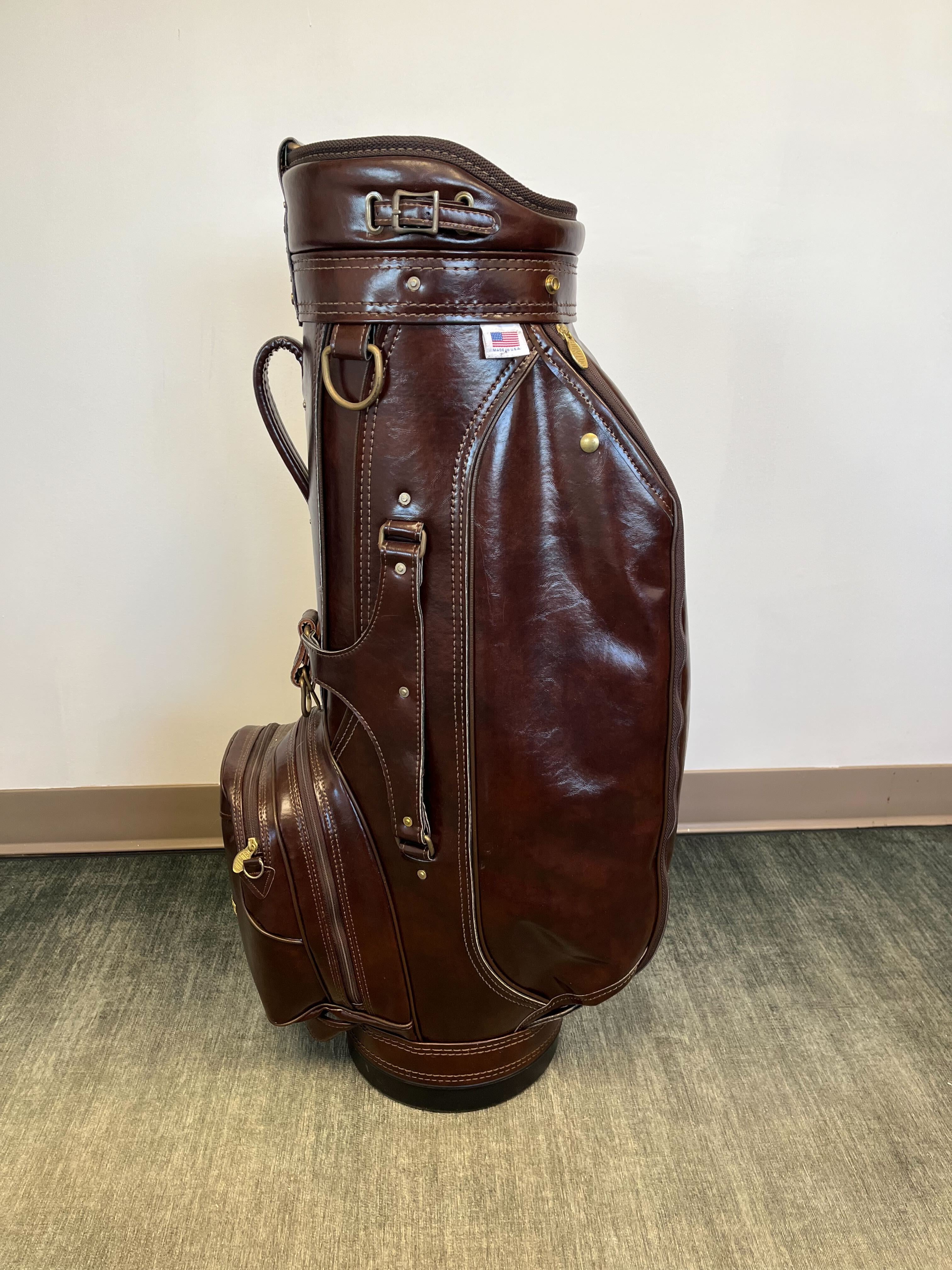 Burton Leather Cart Bag 6 Dividers/4 pockets w/ Strap and Rain Cover-Next Round