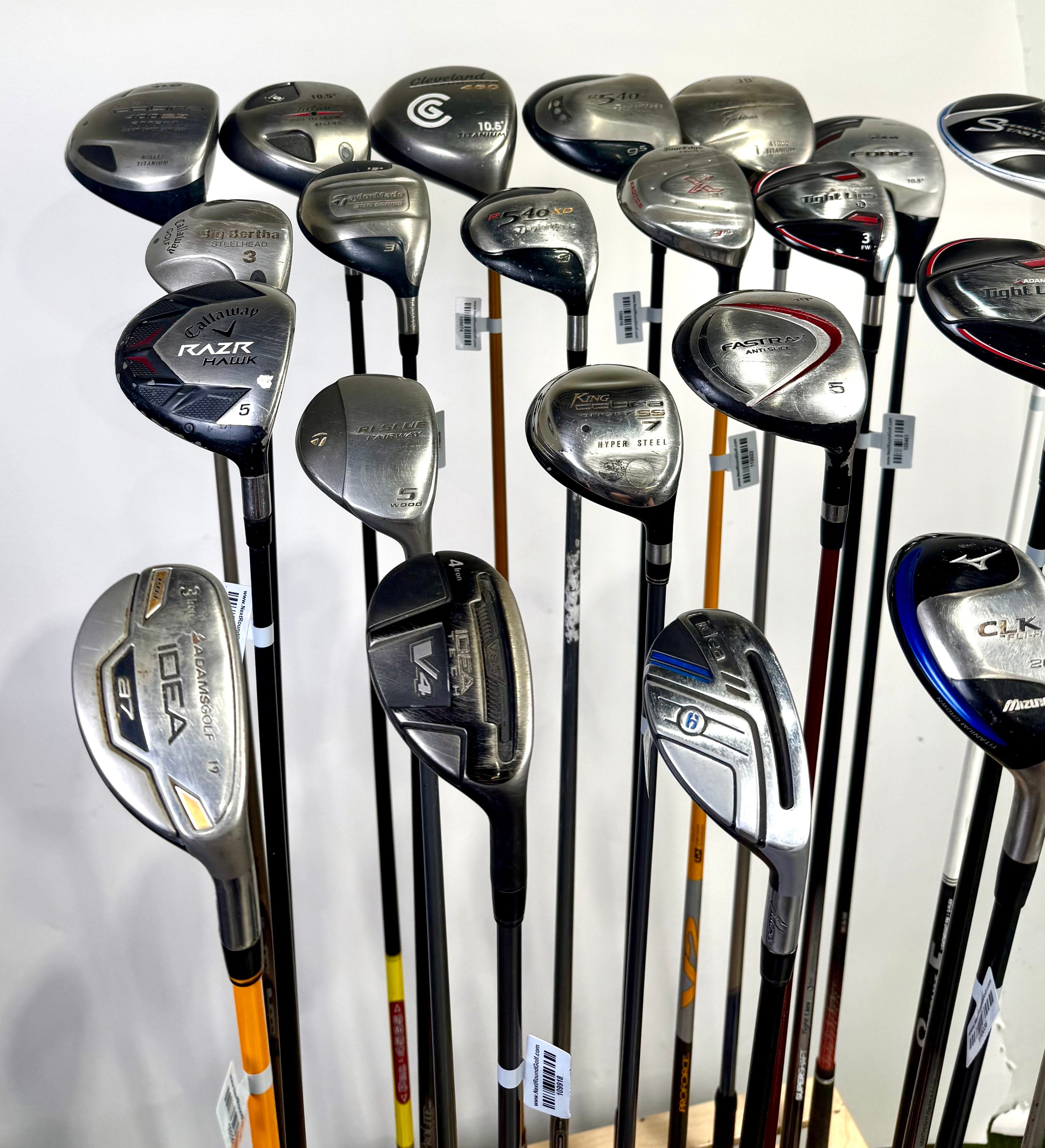 Wholesale Lot of 24 Drivers, Fairway Woods "3-5", and Hybrids. Assorted Brands.-Next Round