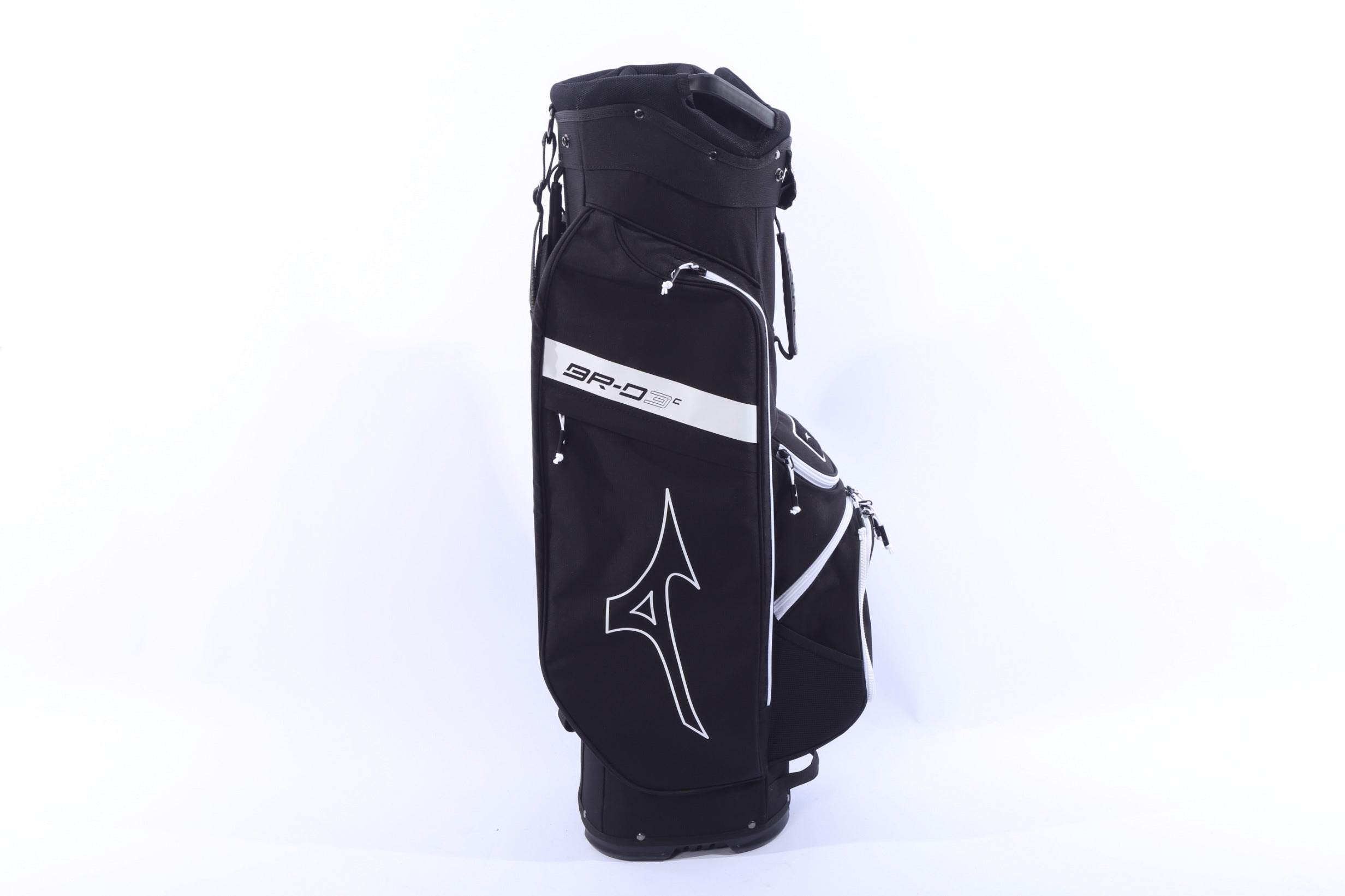 Used Mizuno 2025 BR-D3C Black Cart Bag - 7-Way - 7 Pockets - Rain Cover Included-Next Round