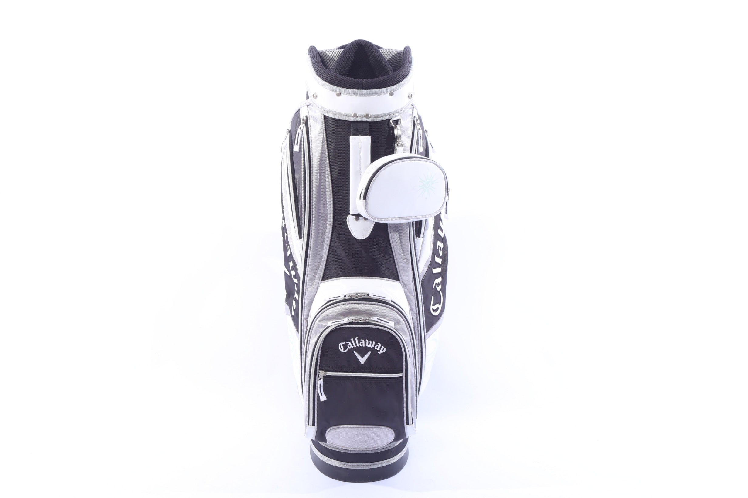 Used Callaway Solaire Black/White Cart Bag - 8-Way - 7 Pockets - Rain Cover Included