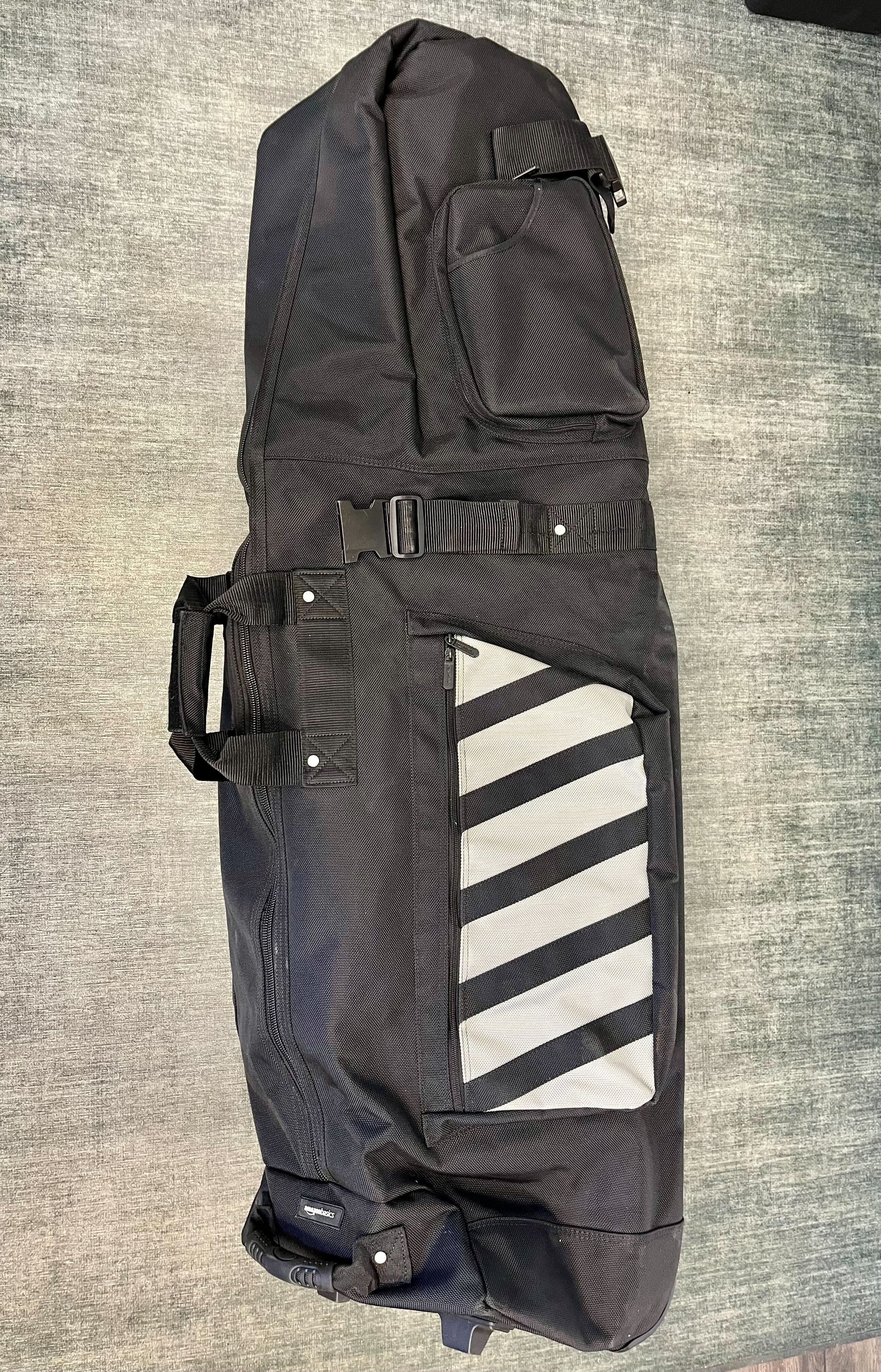 Amazon Basics Soft-Sided Black Wheeled Golf Travel Bag-Next Round