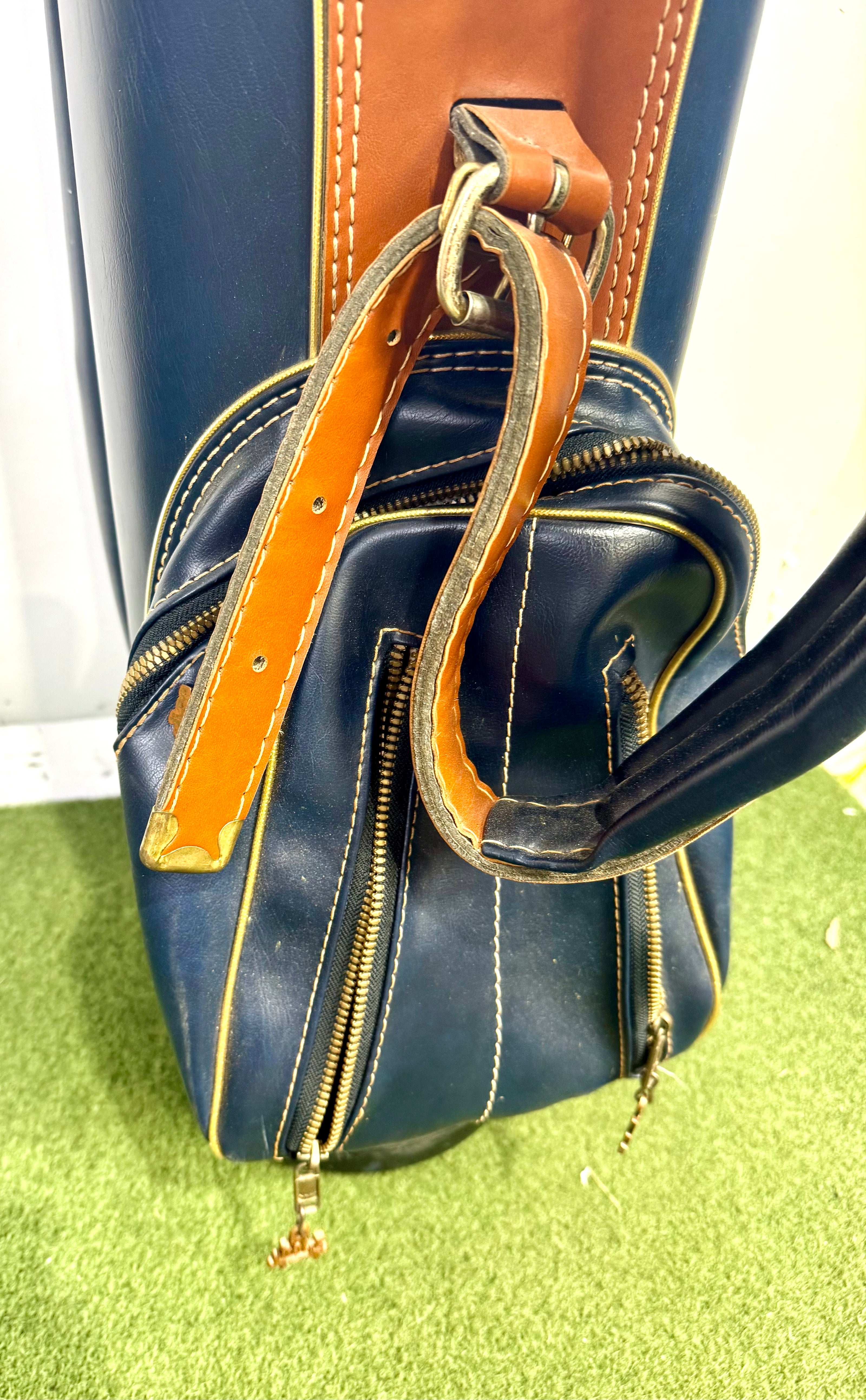 Hot-Z Cart Golf Bag - 6 Dividers 5 Pockets - No Raincover - Blue and Tan-Next Round
