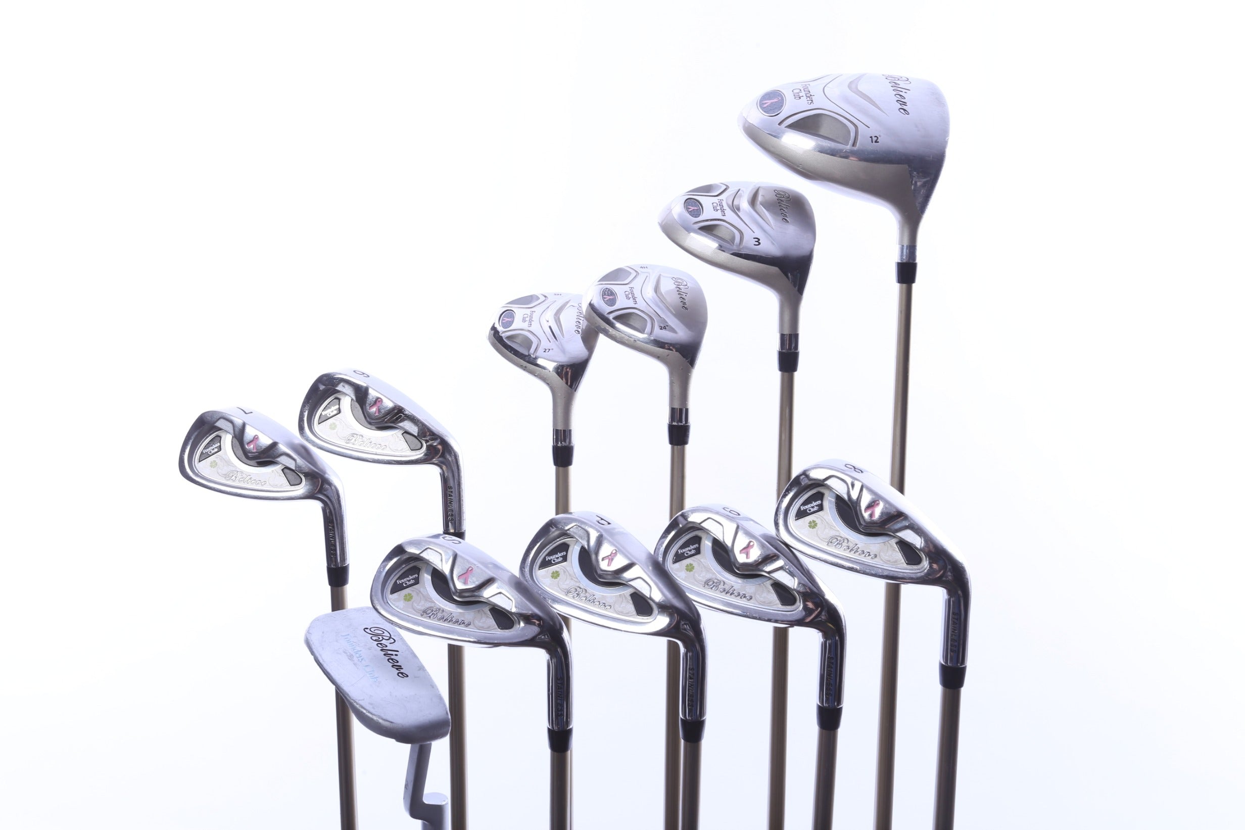 Used Founders Club Believe Complete Set - Right-Handed - Dr, 3W, 4H, 5H, 6-PW, SW, Putter - Ladies Flex-Next Round