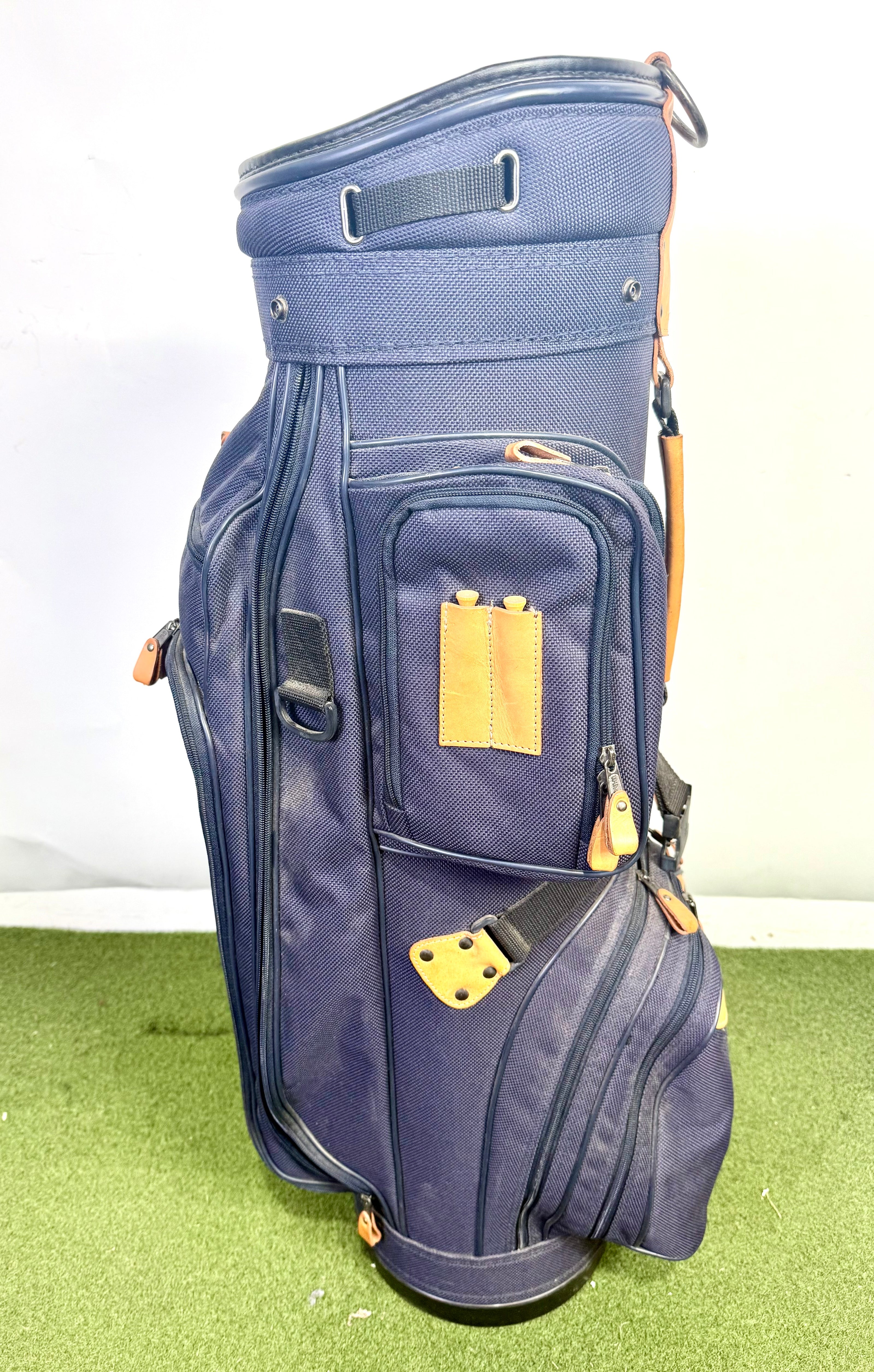 Wilson Cart Golf Bag - 6 Dividers 8 Pockets - With Raincover - Navy Blue and Tan-Next Round