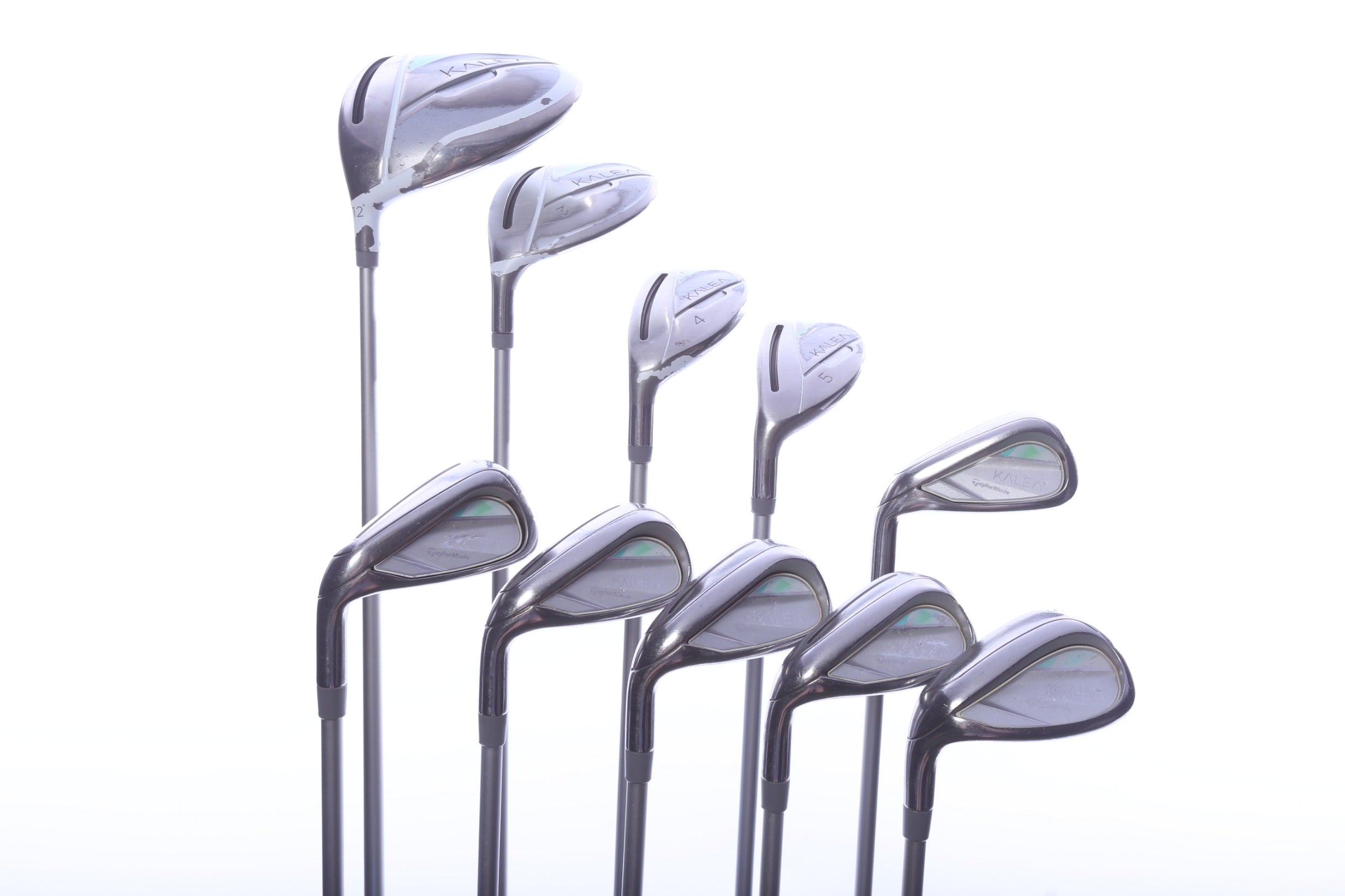 Used TaylorMade Kalea Grey Green Complete Set - Left-Handed - Dr, 3W, 4H, 5H, 6-PW, SW - Ladies Flex