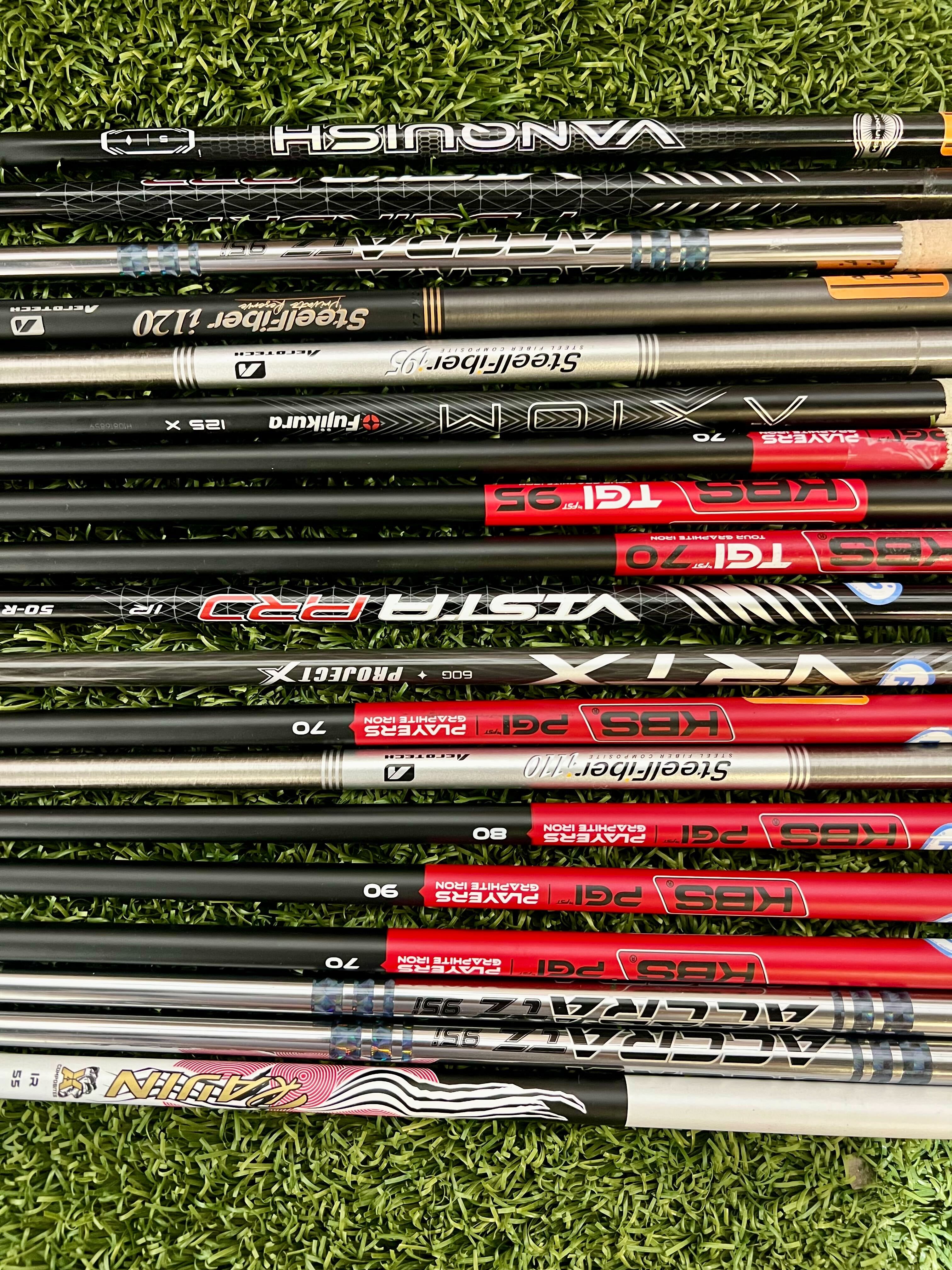 Lot of 15 Premium Golf Shafts - Various Lengths, Flexes, and Brands-Next Round