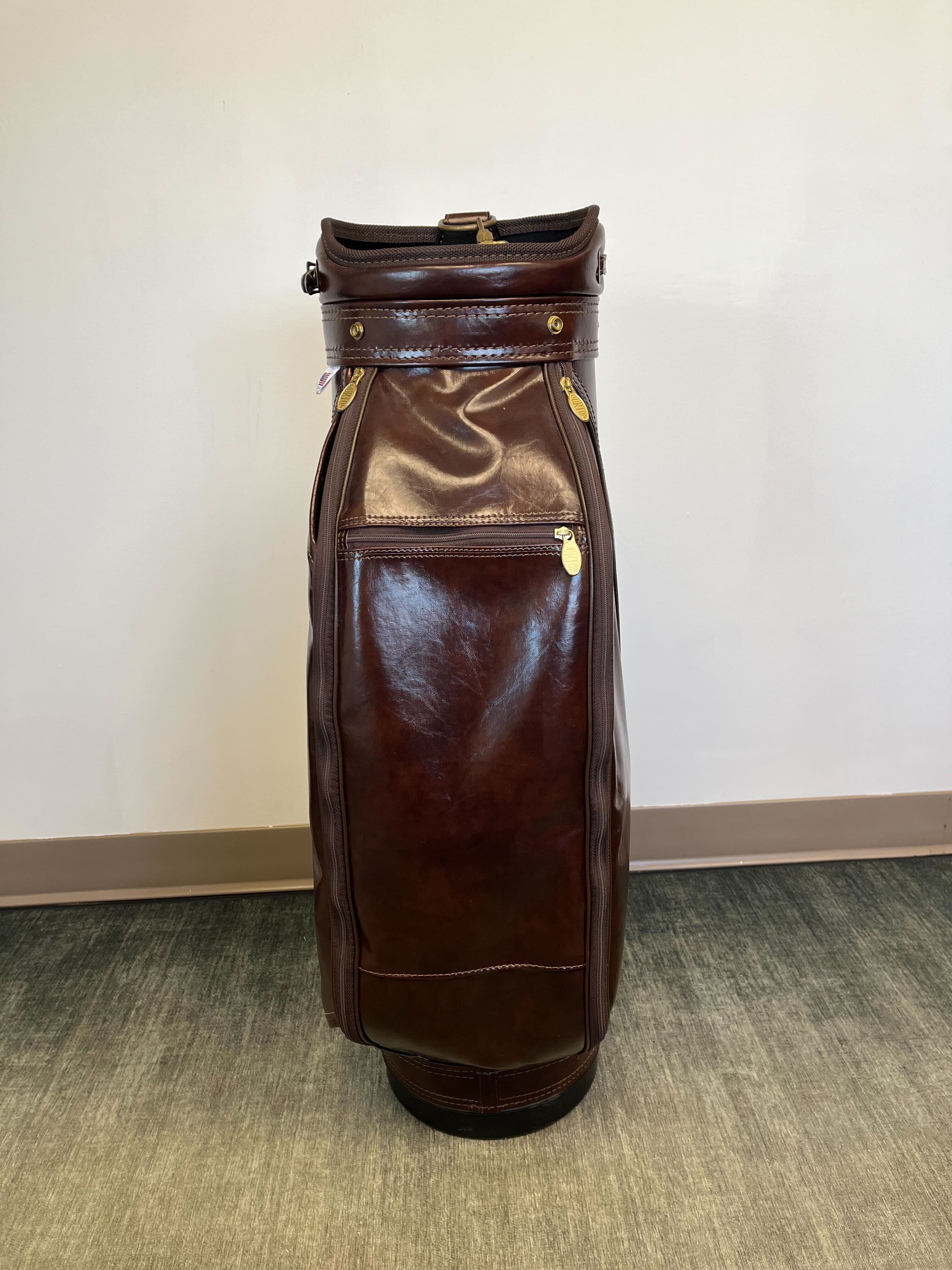 Burton Leather Cart Bag 6 Dividers/4 pockets w/ Strap and Rain Cover-Next Round