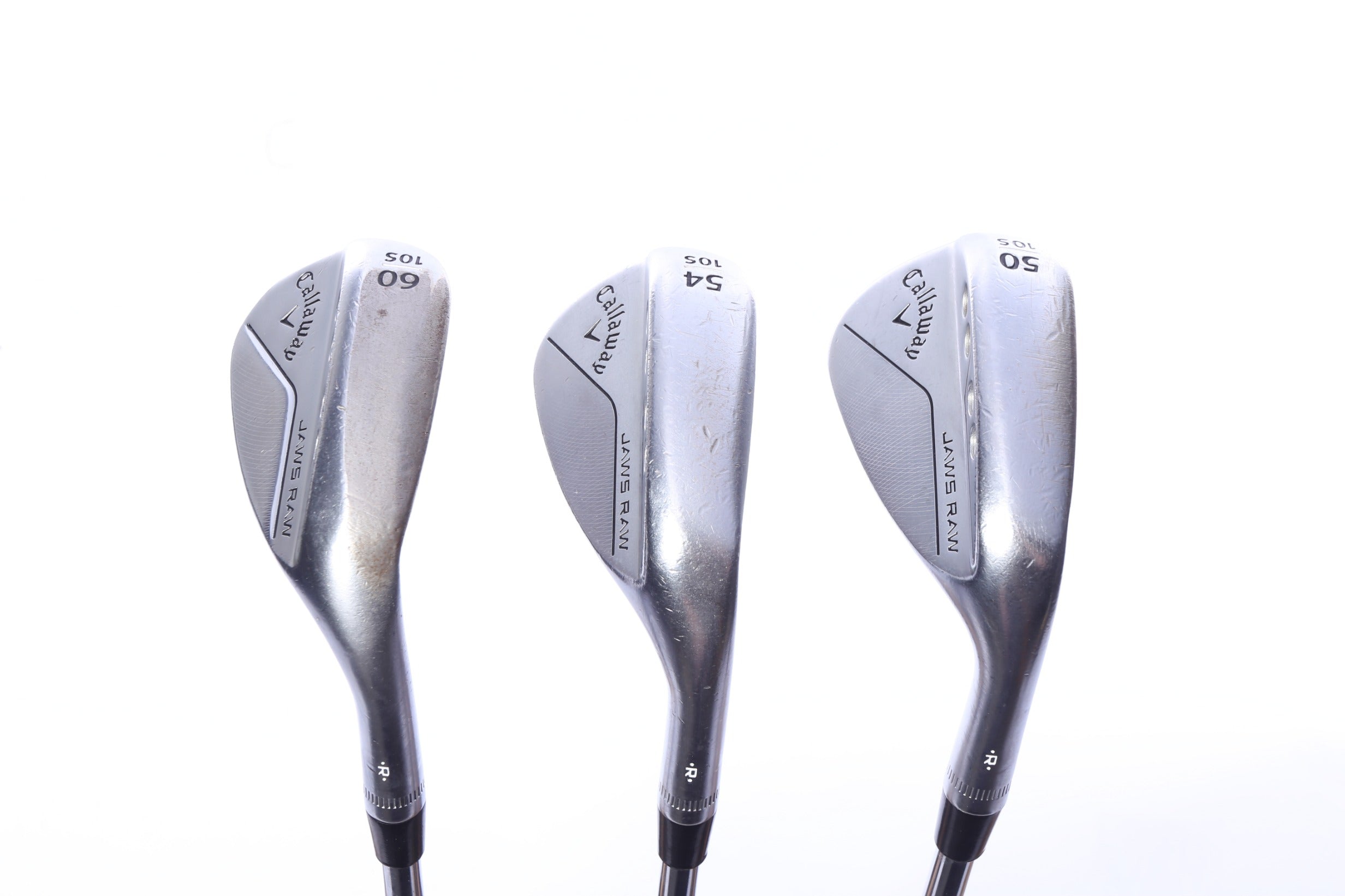 Used Callaway JAWS Forged Raw Wedge Set - Right-Handed - 50*, 54*, 60* - Wedge Flex