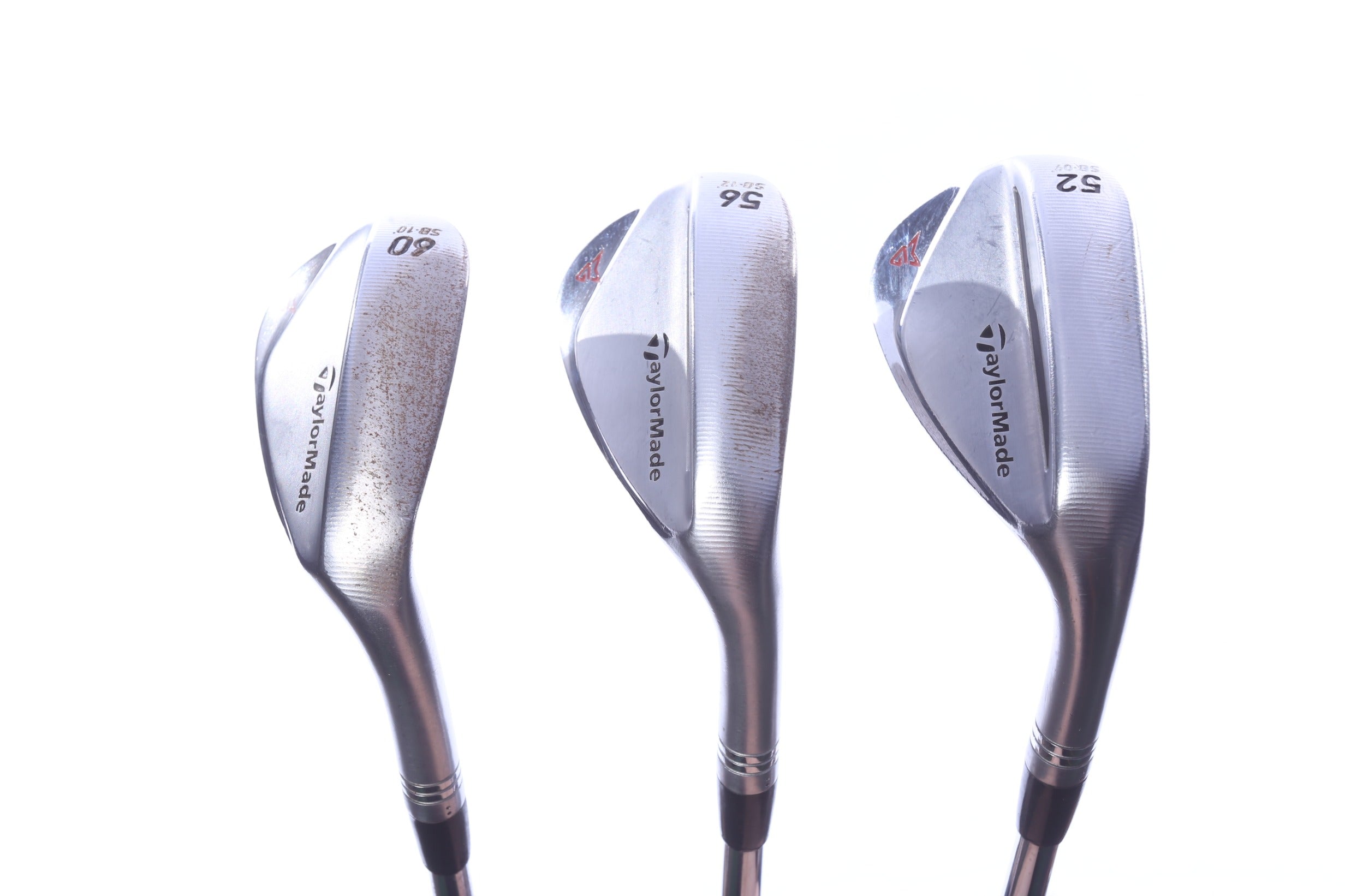 Used TaylorMade Milled Grind 2 Chrome Wedge Set - Right-Handed - 52*, 56*, 60* - Stiff Flex
