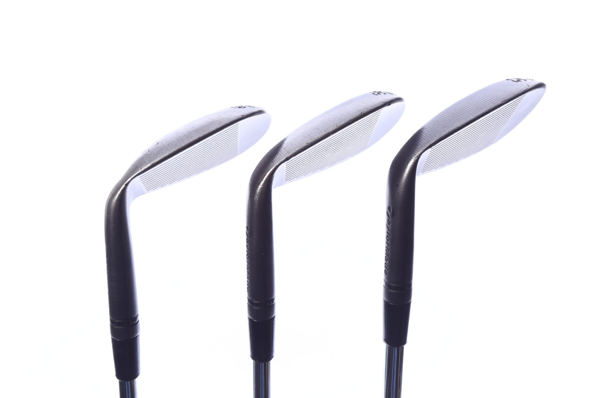Used TaylorMade Milled Grind 3 Black Wedge Set - Right-Handed - 52*, 56*, 60* - Stiff Flex