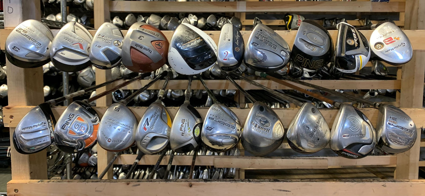 Wholesale Lot of 20 Golf Clubs - Fairway Woods & Hybrids - Men's Flex-Next Round