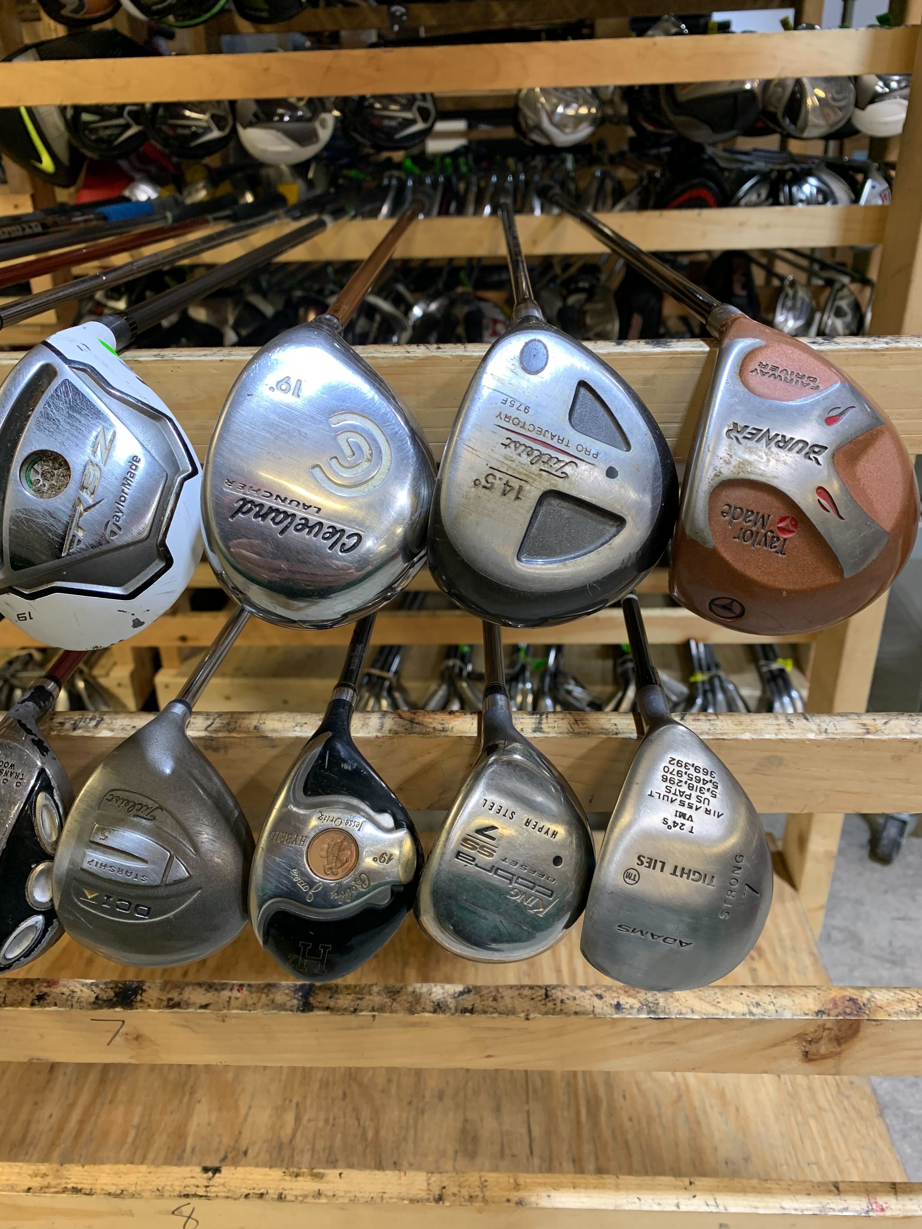 Wholesale Lot of 20 Golf Clubs - Fairway Woods & Hybrids - Men's Flex-Next Round