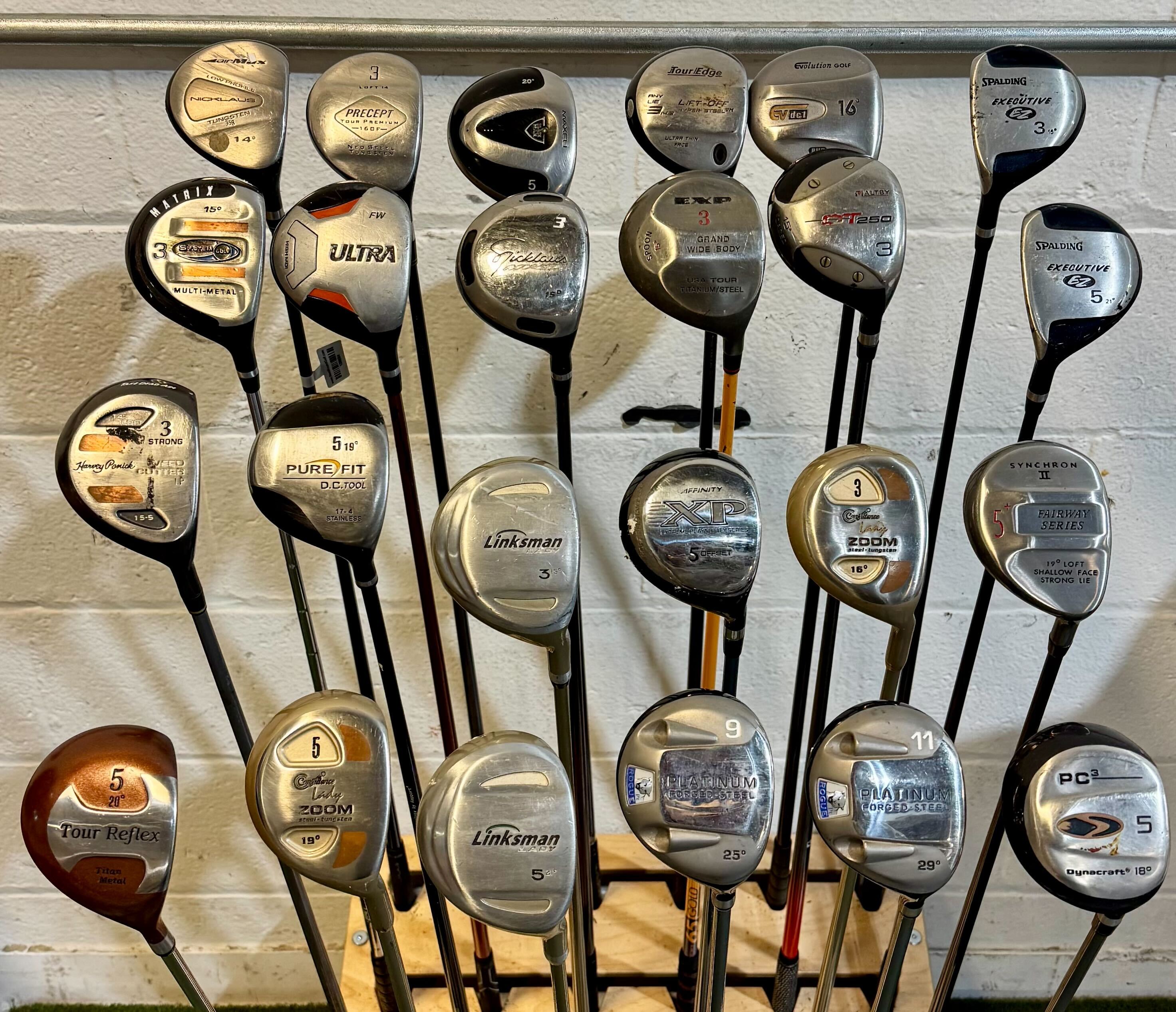 Wholesale Lot of 30 Golf Clubs - Assorted Fairway Woods - RH/LH - Mixed Flexes