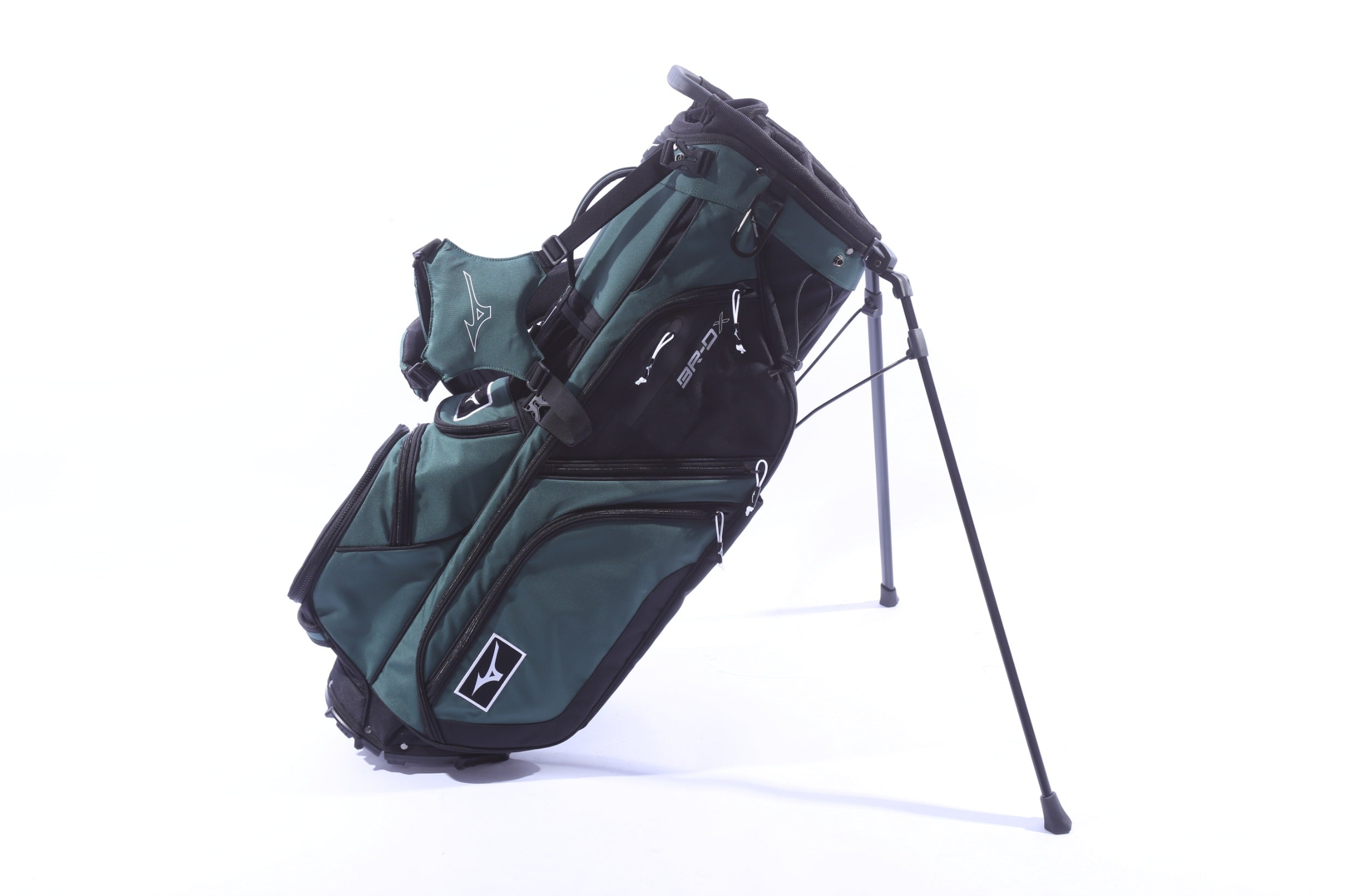 Used Mizuno 2025 BR-DX Green Stand Bag - 14-Way - 9 Pockets - Rain Cover Included-Next Round