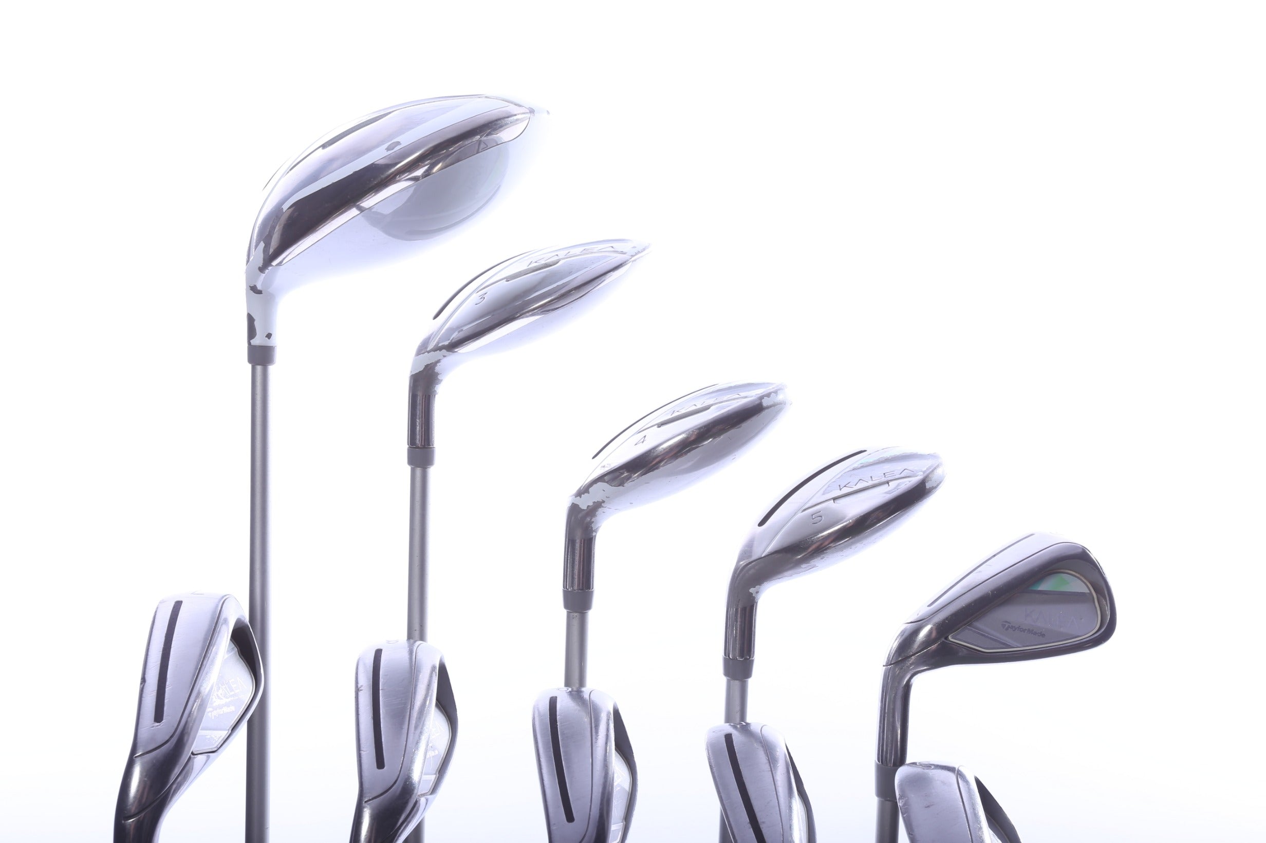 Used TaylorMade Kalea Grey Green Complete Set - Left-Handed - Dr, 3W, 4H, 5H, 6-PW, SW - Ladies Flex