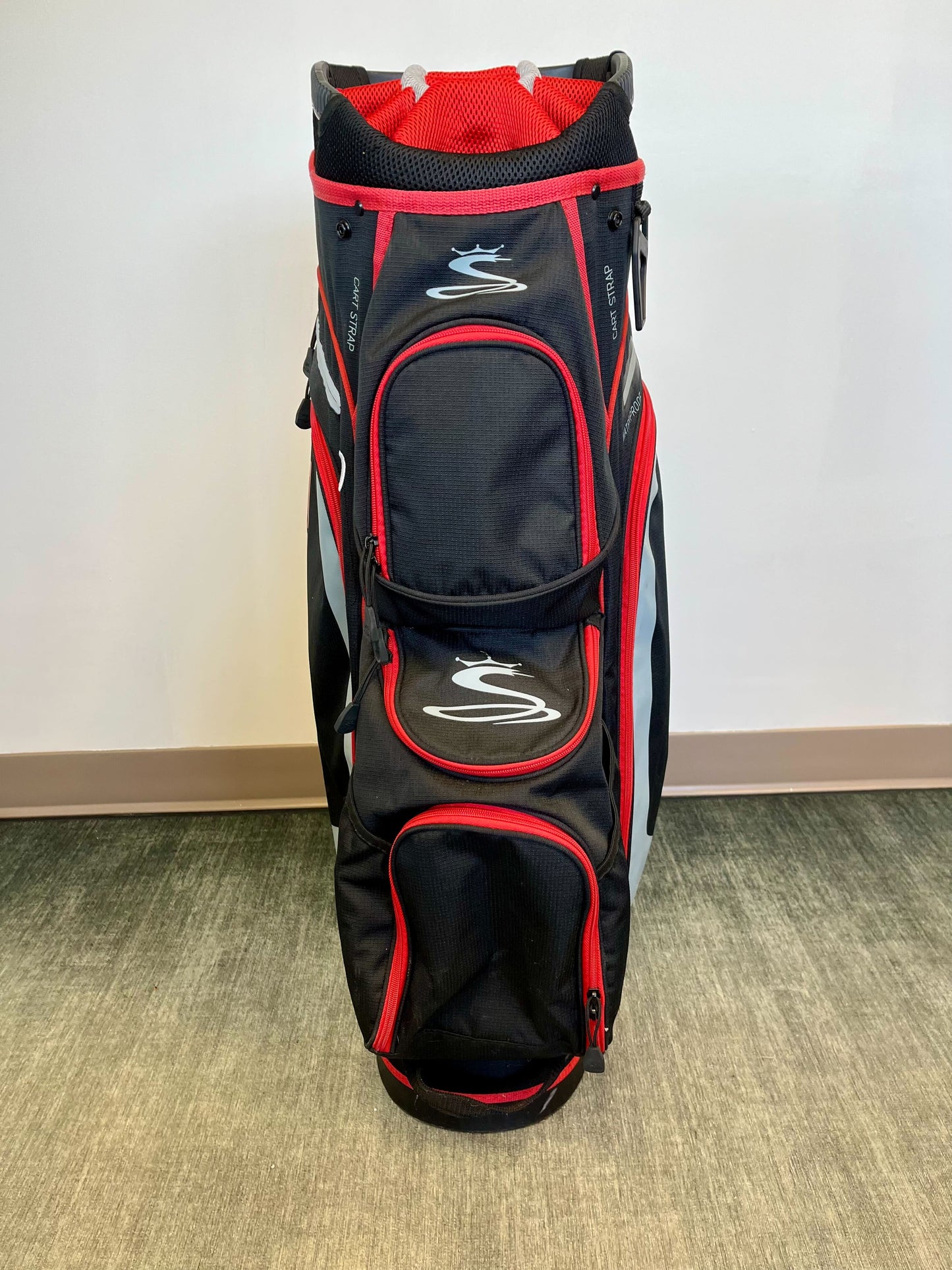 Cobra Cart Bag Red/Black 13 Dividers/7 Pockets with Strap and Rain Cover-Next Round