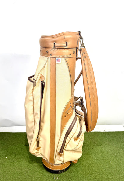 Hot-Z Cart Golf Bag - 6 Dividers 5 Pockets - With Raincover - Cream and Tan-Next Round