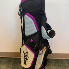 Titleist Women's Stand Bag Black/Pink 3 Dividers w/ Strap and Rain Cover-Next Round