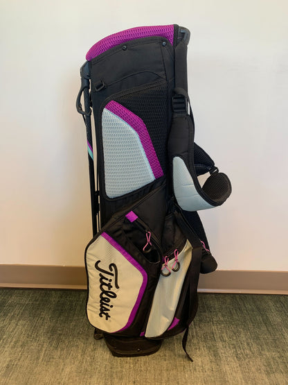Titleist Women's Stand Bag Black/Pink 3 Dividers w/ Strap and Rain Cover-Next Round