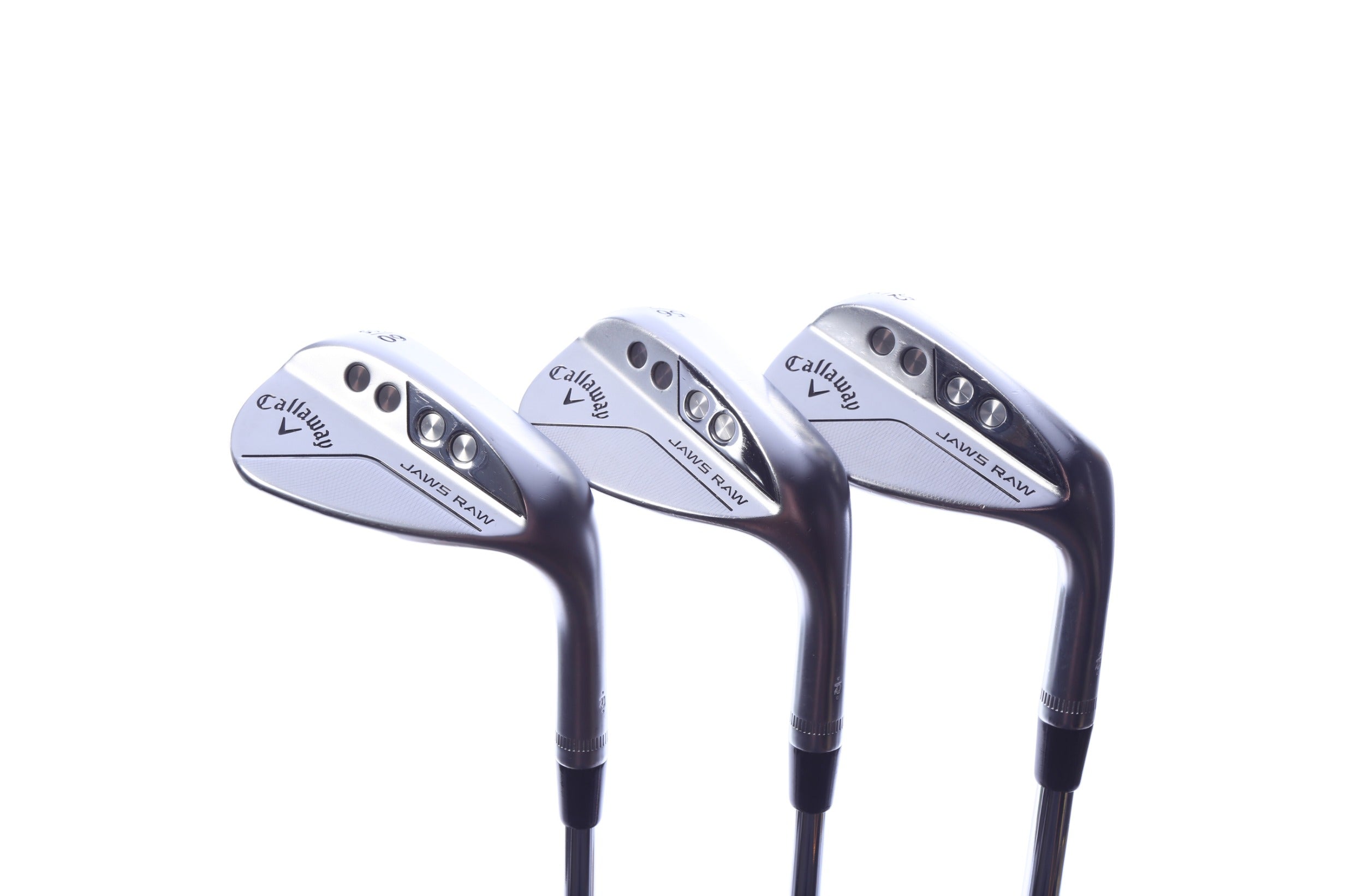 Used Callaway JAWS Raw Chrome Wedge Set - Right-Handed - 52*, 56*, 60* - Wedge Flex