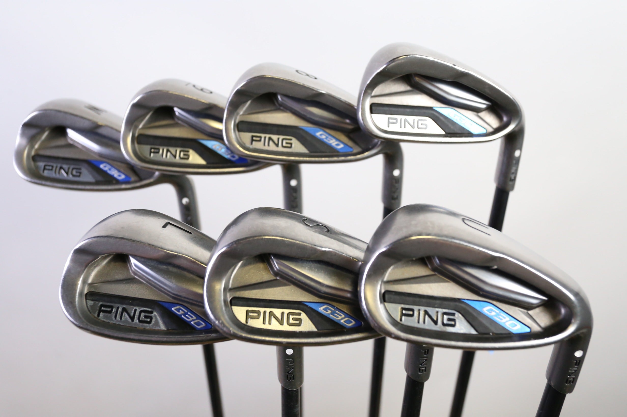 Used Ping G30 Iron Set - Right-Handed - 7-9, PW, GW, SW, LW - Seniors Flex