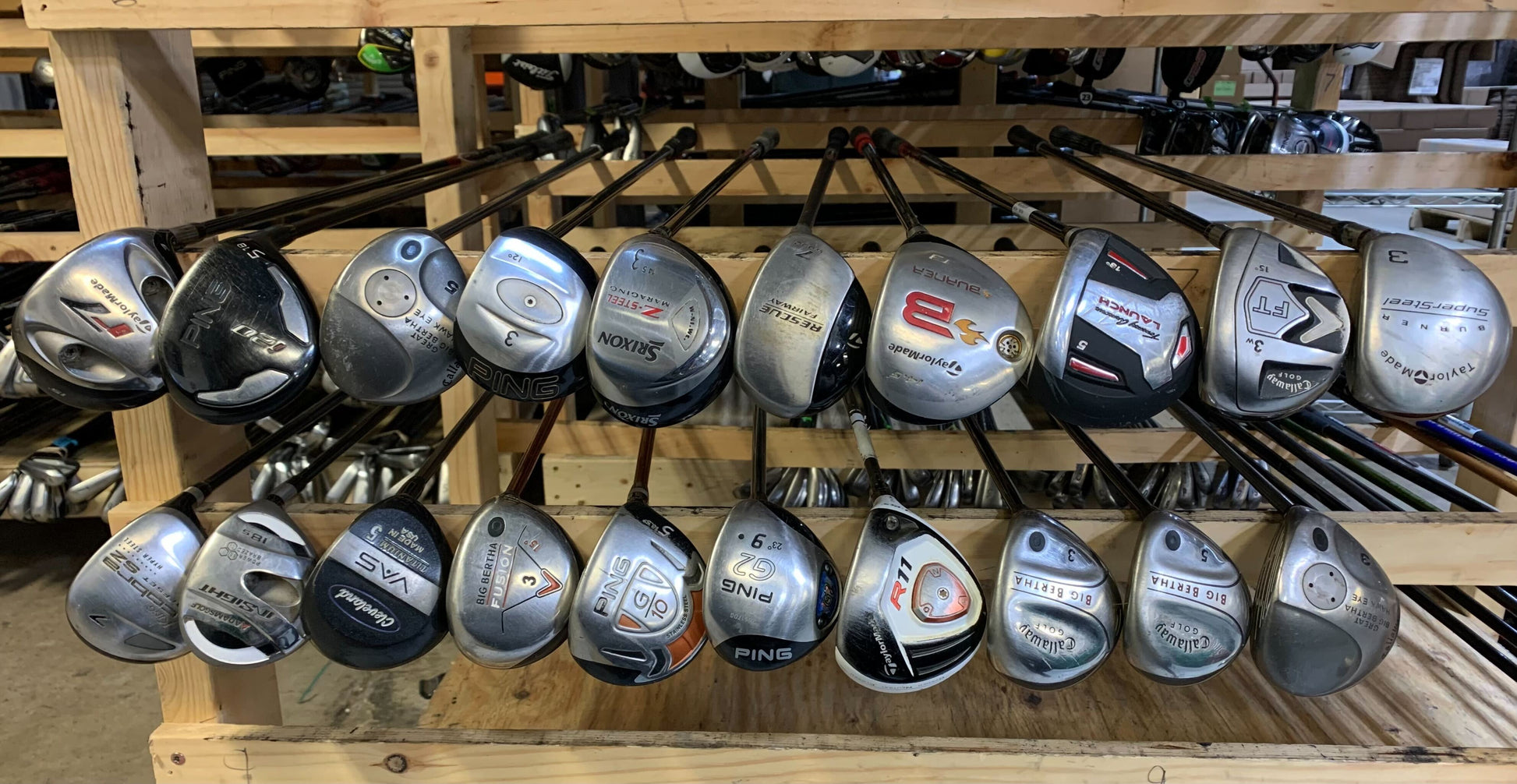 Wholesale Lot of 20 Golf Clubs - Fairway Woods - Men's Flex-Next Round