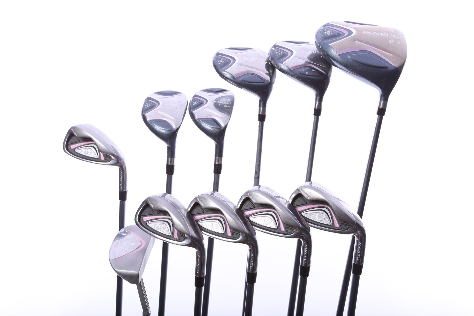 Used MaxFli Black Max Complete Set - Right-Handed - 1W, 3W, 5W, 4H, 5H, 6-PW, Putter - Ladies Flex-Next Round