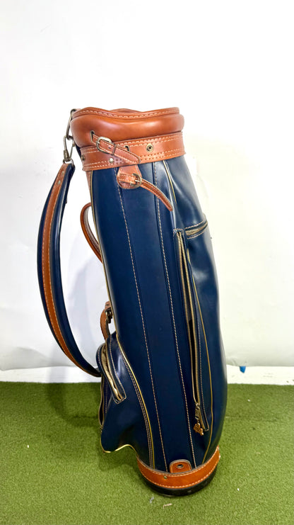 Hot-Z Cart Golf Bag - 6 Dividers 5 Pockets - No Raincover - Blue and Tan-Next Round