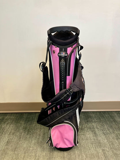 US Kids Golf Stand Golf Bag Black/Pink 4 Dividers 4 Pockets-Next Round