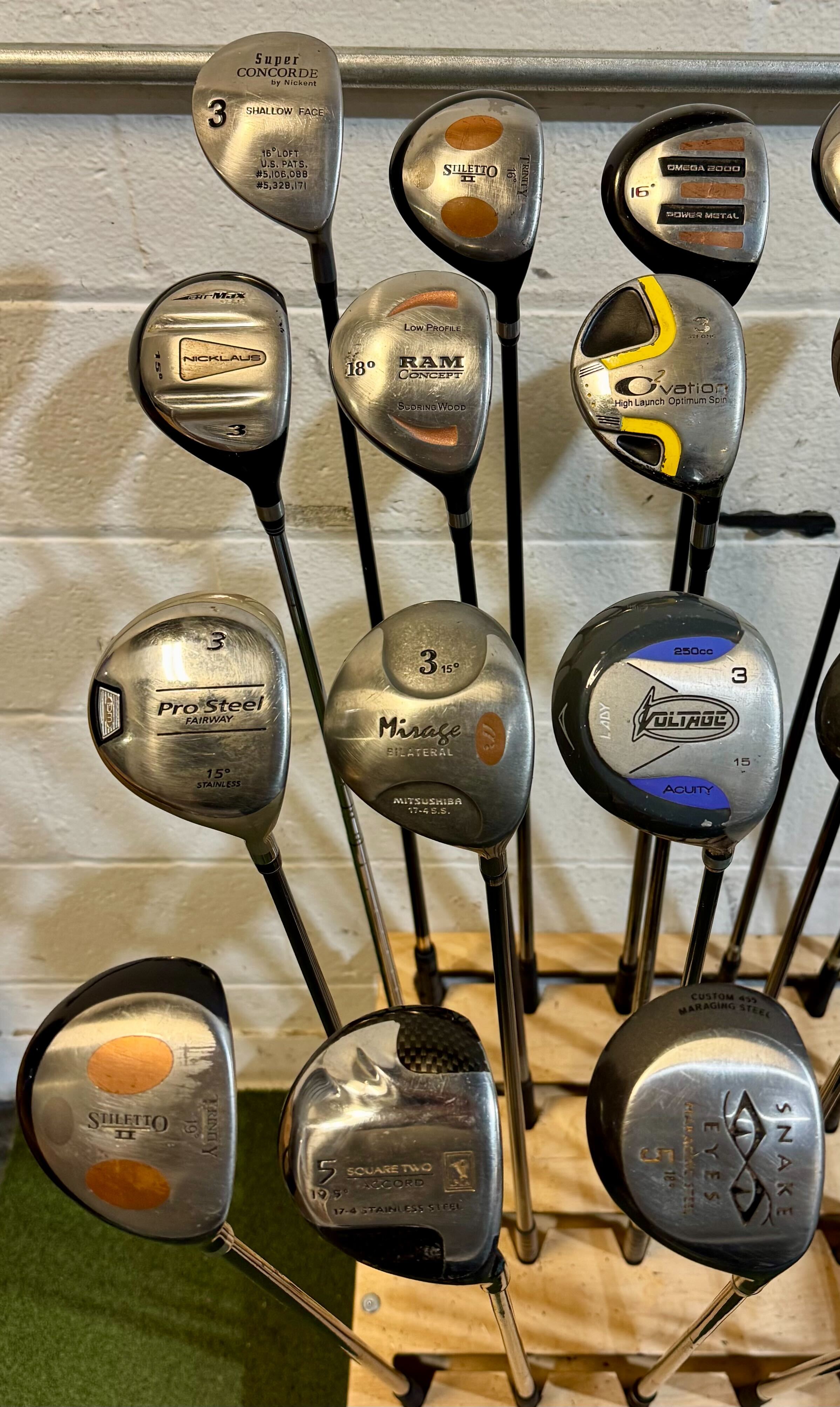 Wholesale Lot of 35 Golf Clubs - Assorted Fairway Woods - RH/LH - Mixed Flexes