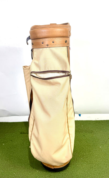 Hot-Z Cart Golf Bag - 6 Dividers 5 Pockets - With Raincover - Cream and Tan-Next Round
