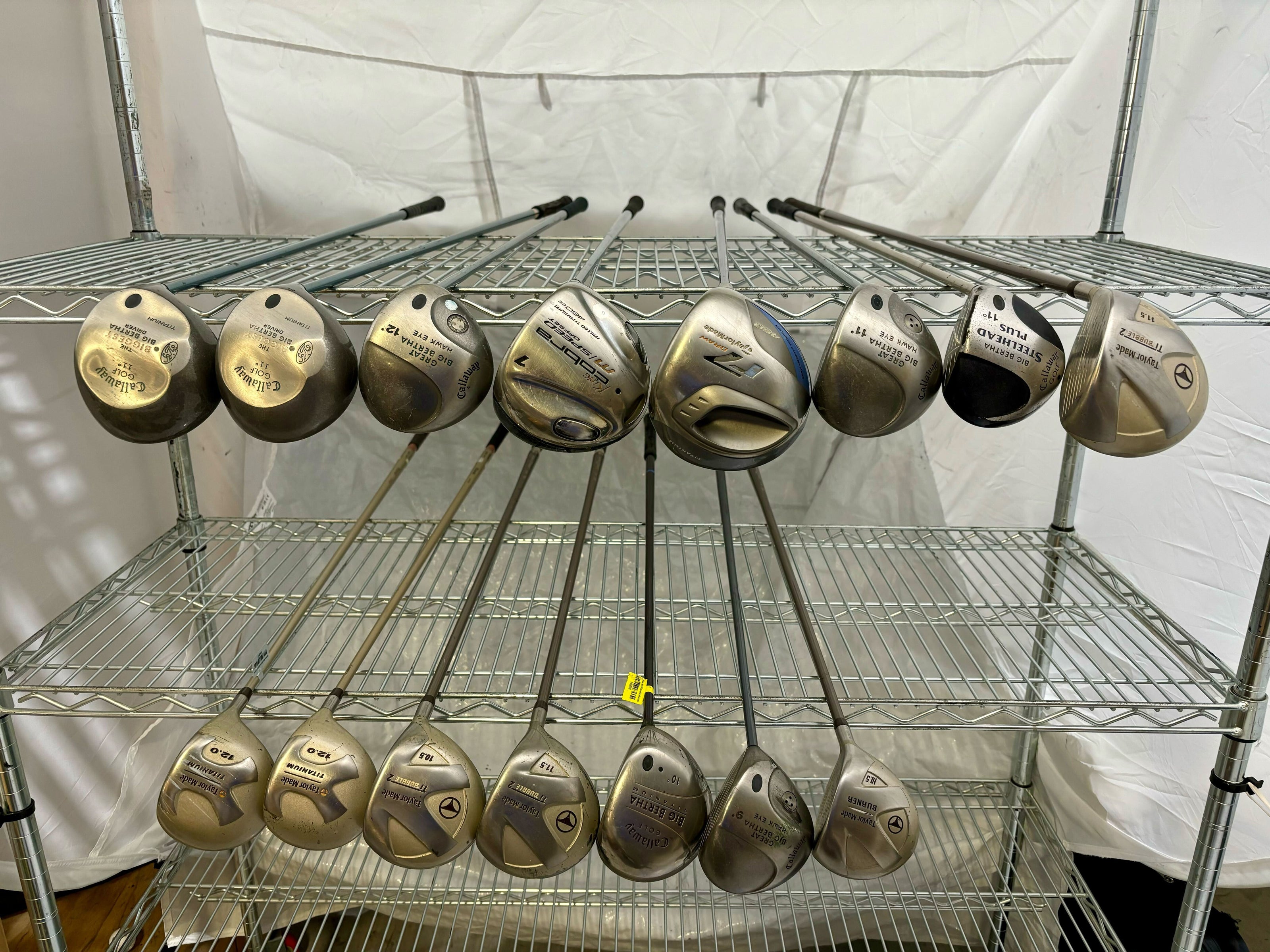 Wholesale Lot of 15 Golf Clubs - Callaway, TaylorMade, and Cobra Drivers-Next Round