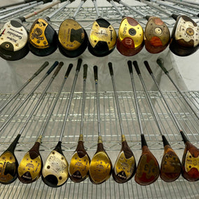 Wholesale Lot of 25 Golf Clubs - Assorted Persimmon Fairway Woods and Drivers-Next Round