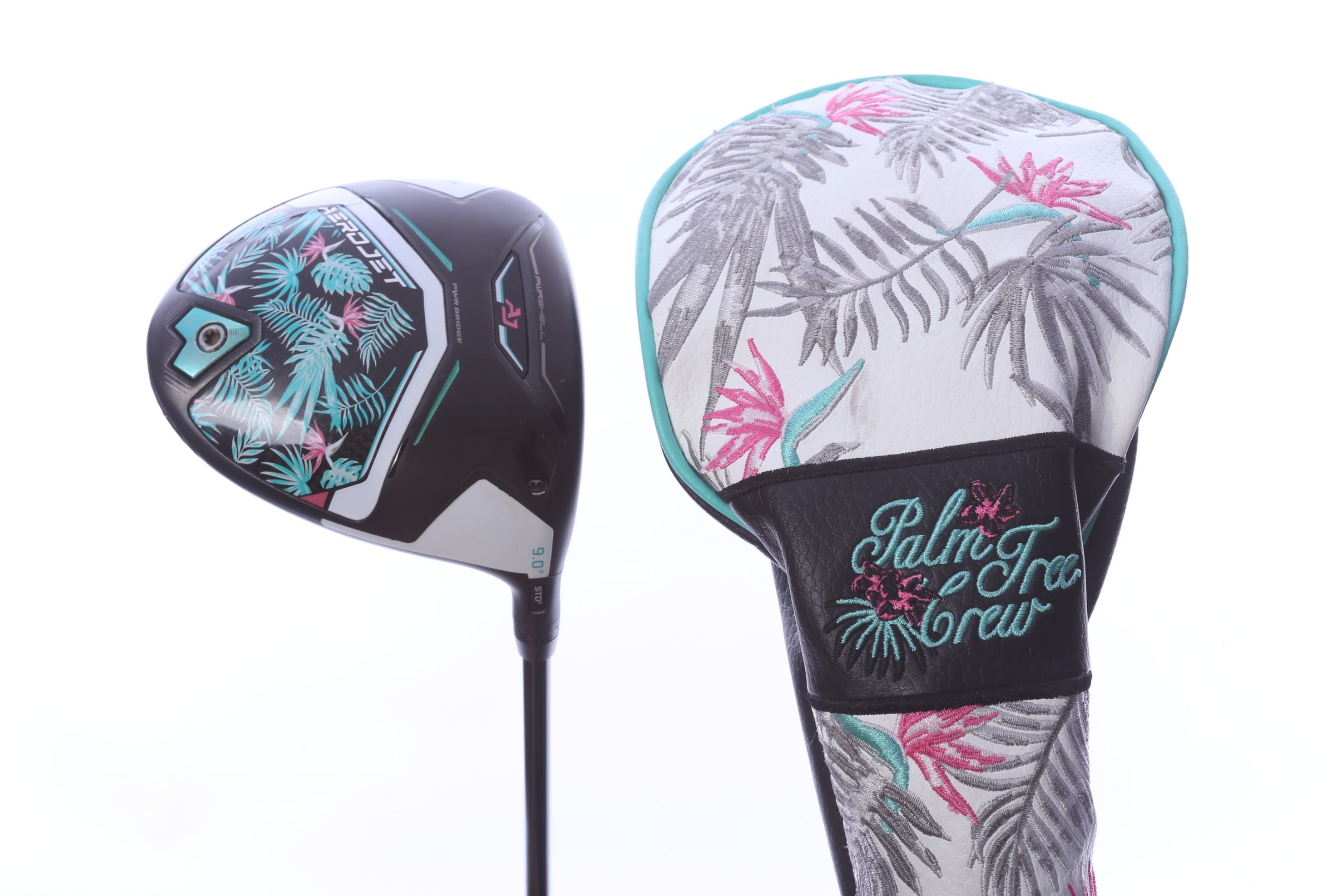 Used Cobra Aerojet Palm Tree Crew Limited Edition Driver - 9 Degrees - Extra Stiff Flex Mitsubishi Tensei AV White - Right-Handed-Next Round