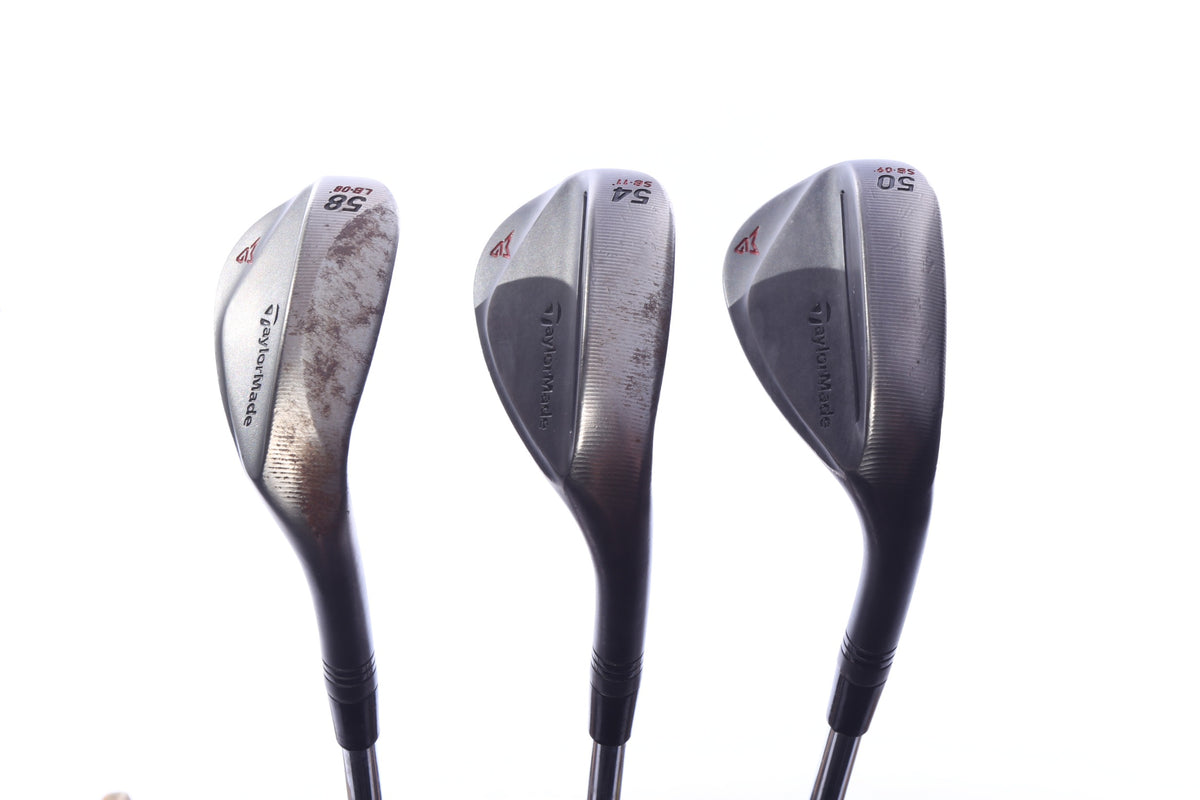 Used TaylorMade Milled Grind 2 Black Wedge Set - Right-Handed - 50*, 54*, 58* - Stiff Flex