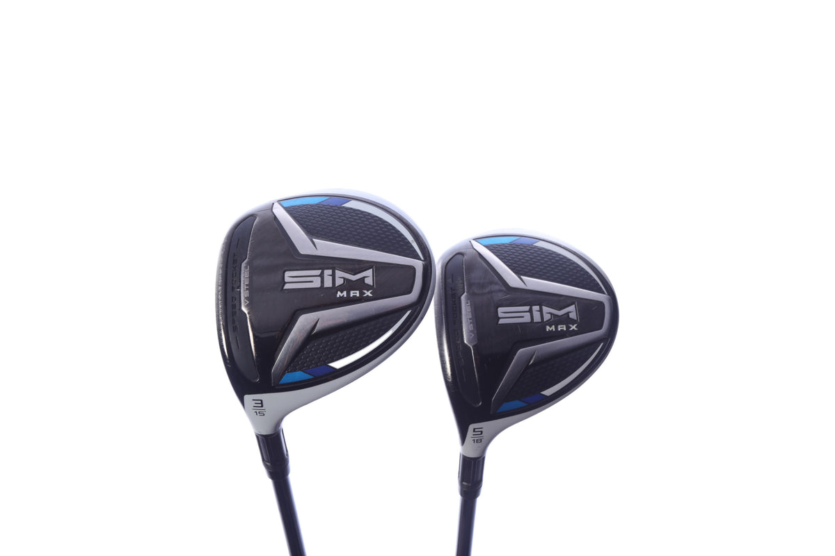 Used TaylorMade SIM MAX Wood Set - Left-Handed - 3W, 5W - Stiff Flex-Next Round