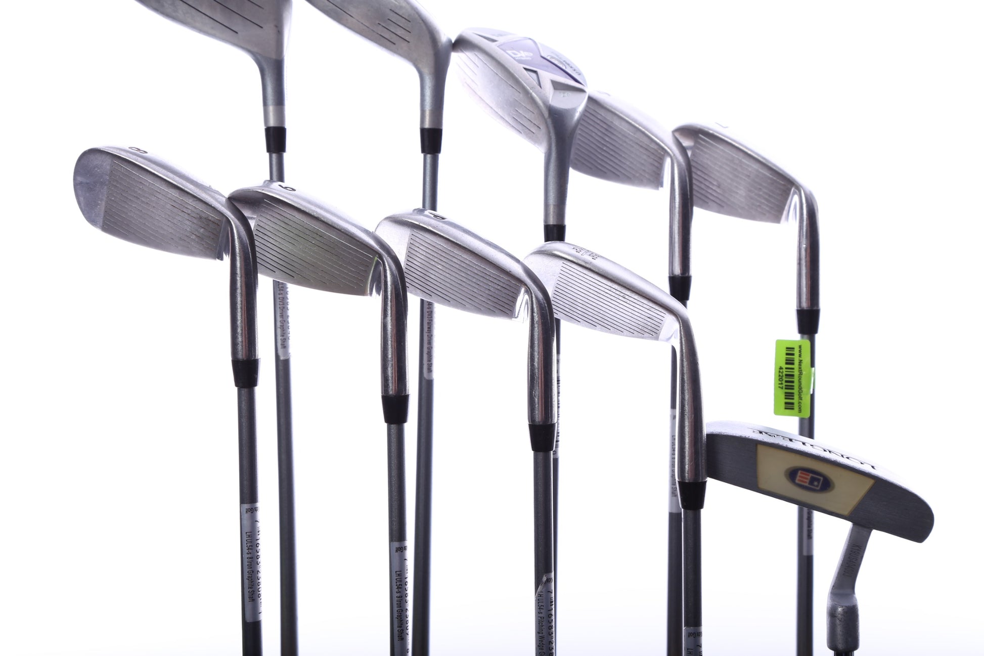 Used Us Kids Golf U/L 54 Grey/Purple Kids Set - Left-Handed - 1W, FW, 4H, 6-PW, 56* Putter - Youth Flex-Next Round