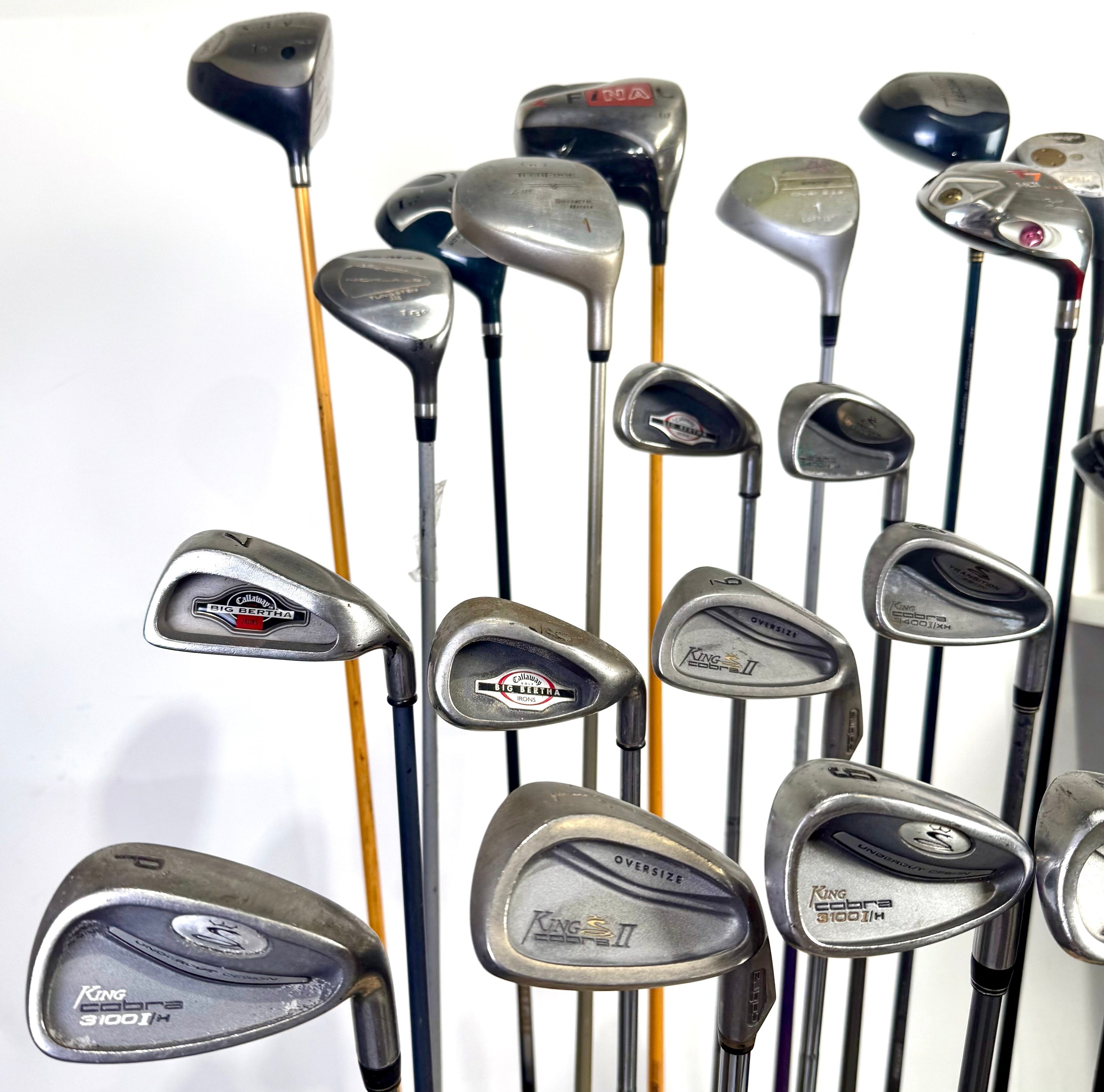 Wholesale Lot of 24 Golf Clubs - Assorted Right-Handed Drivers, Woods, and Irons