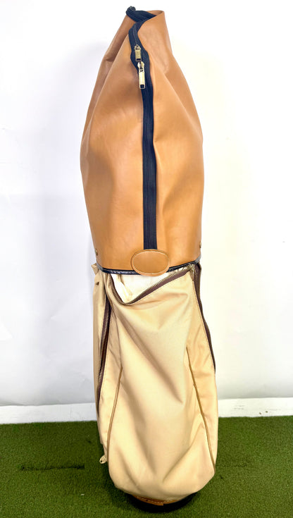 Hot-Z Cart Golf Bag - 6 Dividers 5 Pockets - With Raincover - Cream and Tan-Next Round