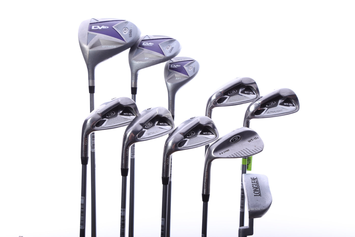 Used Us Kids Golf U/L 54 Grey/Purple Kids Set - Left-Handed - 1W, FW, 4H, 6-PW, 56* Putter - Youth Flex-Next Round
