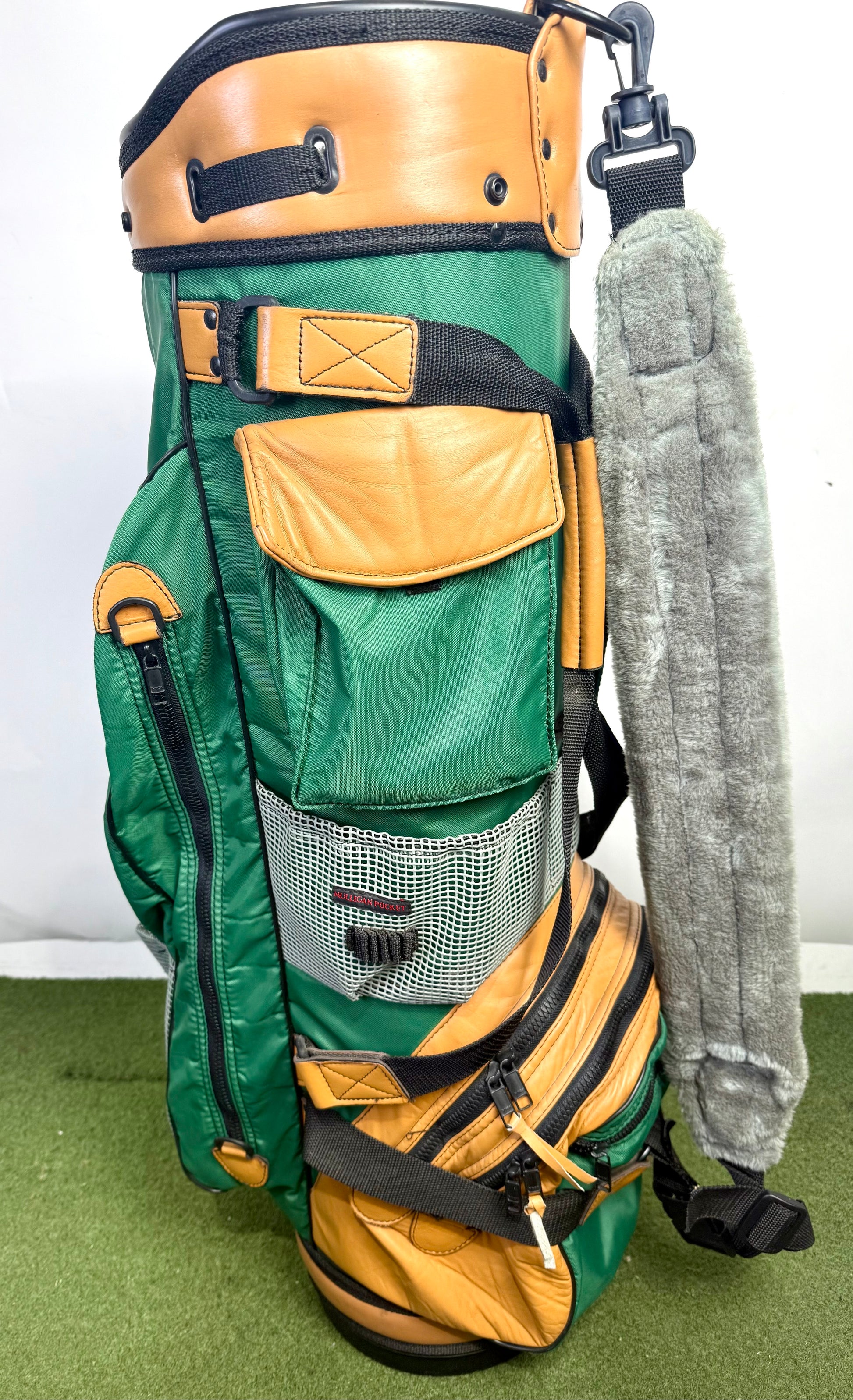 Belding's Sports Golf Bag - 9 pockets and 3 dividers. Green, Brown and Grey.-Next Round