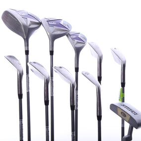 Used Us Kids Golf U/L 54 Grey/Purple Kids Set - Left-Handed - 1W, FW, 4H, 6-PW, 56* Putter - Youth Flex-Next Round