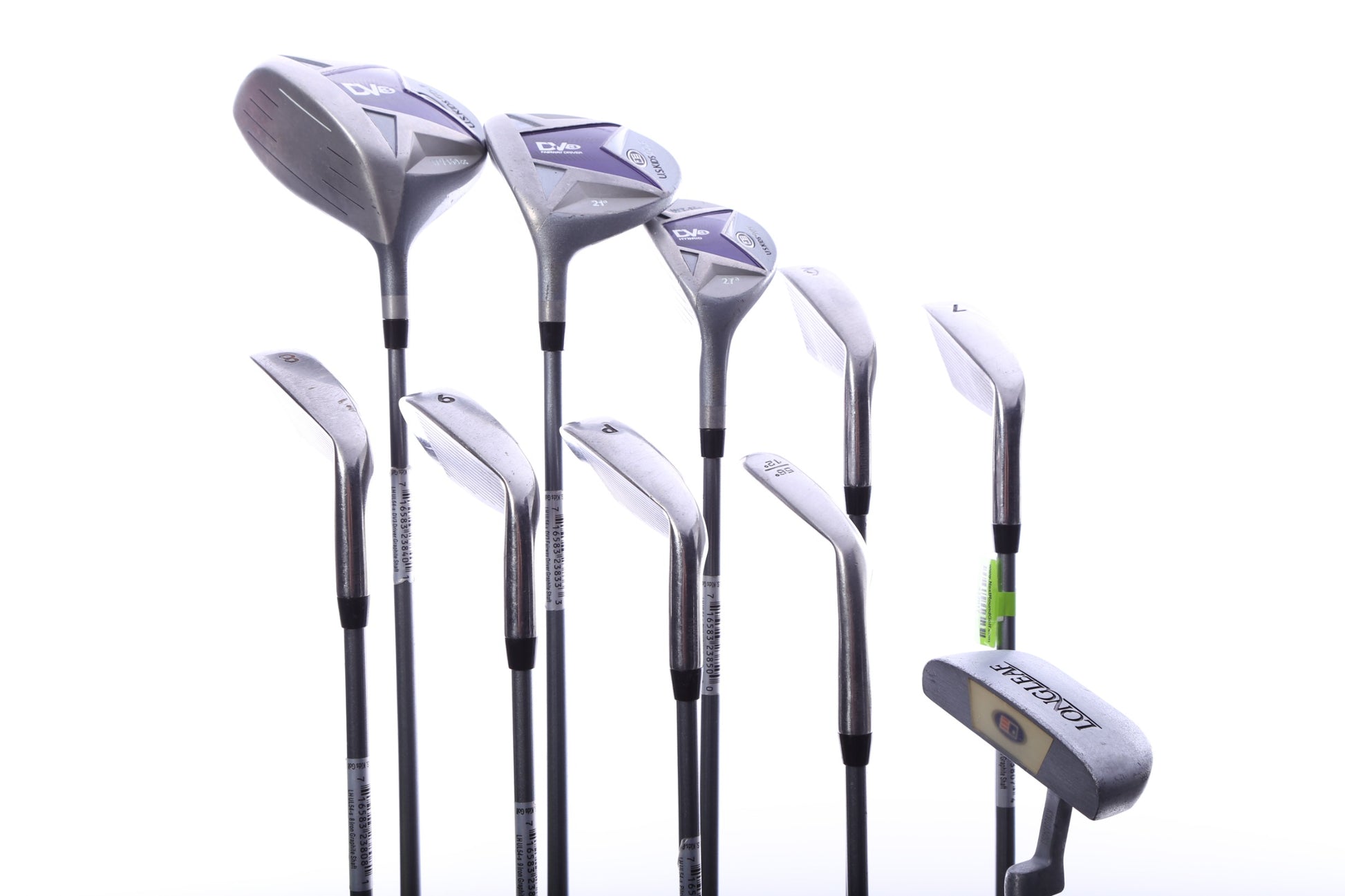 Used Us Kids Golf U/L 54 Grey/Purple Kids Set - Left-Handed - 1W, FW, 4H, 6-PW, 56* Putter - Youth Flex-Next Round